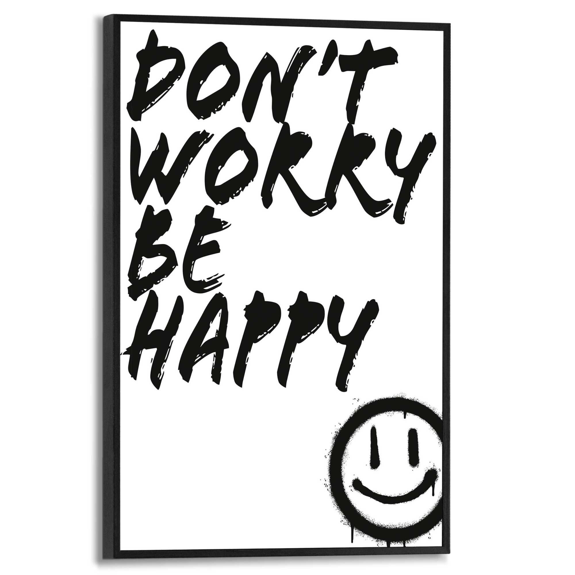 Reinders! Poster Don't Worry, Toilette - Be Happy - Schwarz-Weiß - MDF - Sp günstig online kaufen