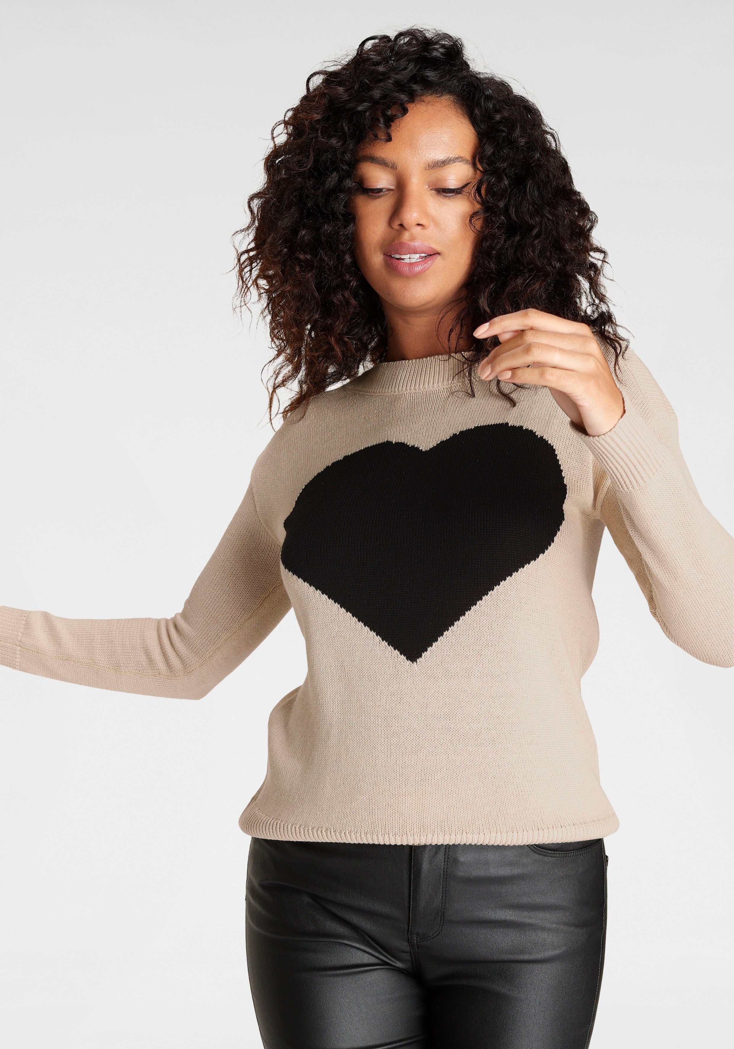 Laura Scott Strickpullover mit Herz-Strickmuster