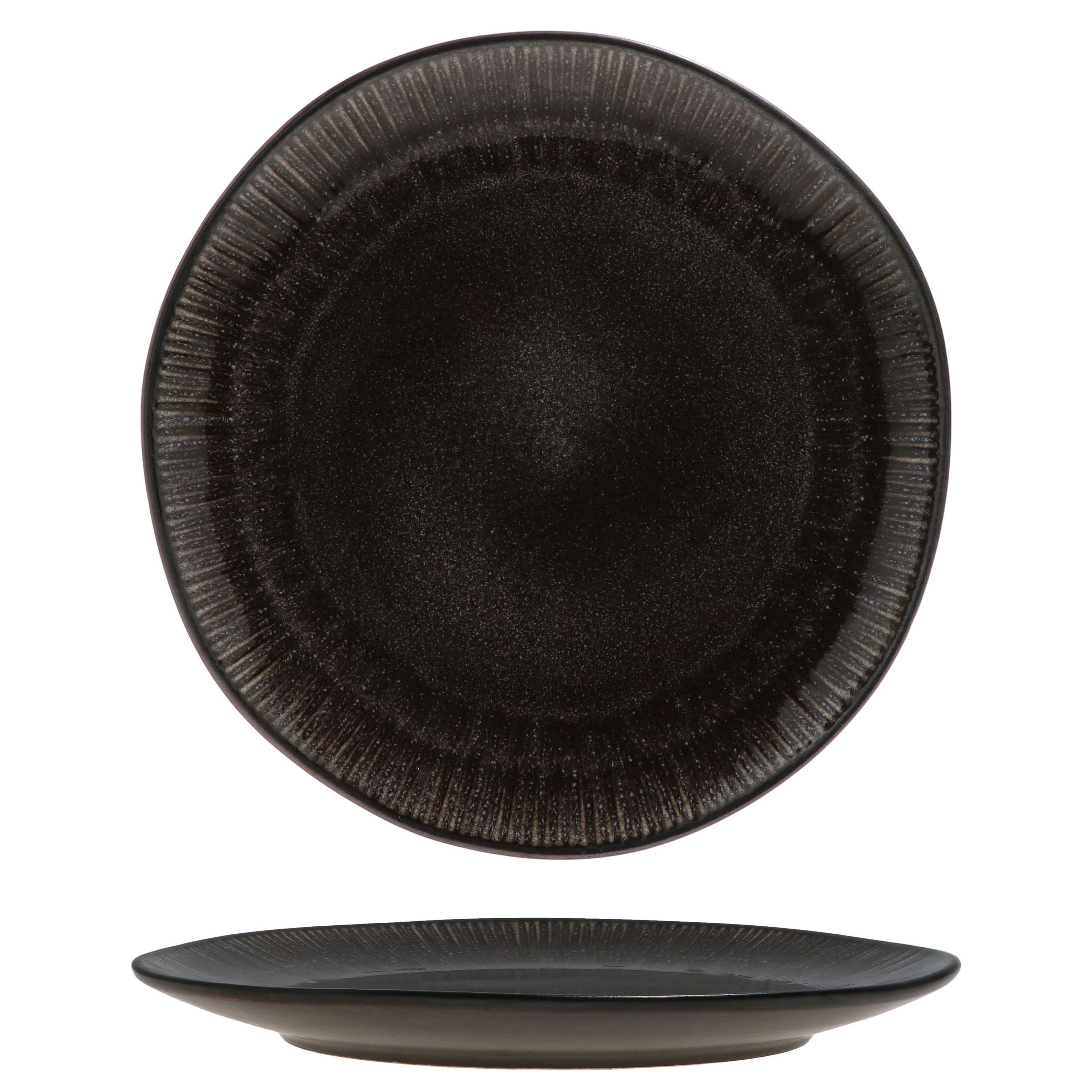 MamboCat Frühstücksteller 6er Set Dessert- Kuchenteller Zakynthos Reactive Glaze Schwarz