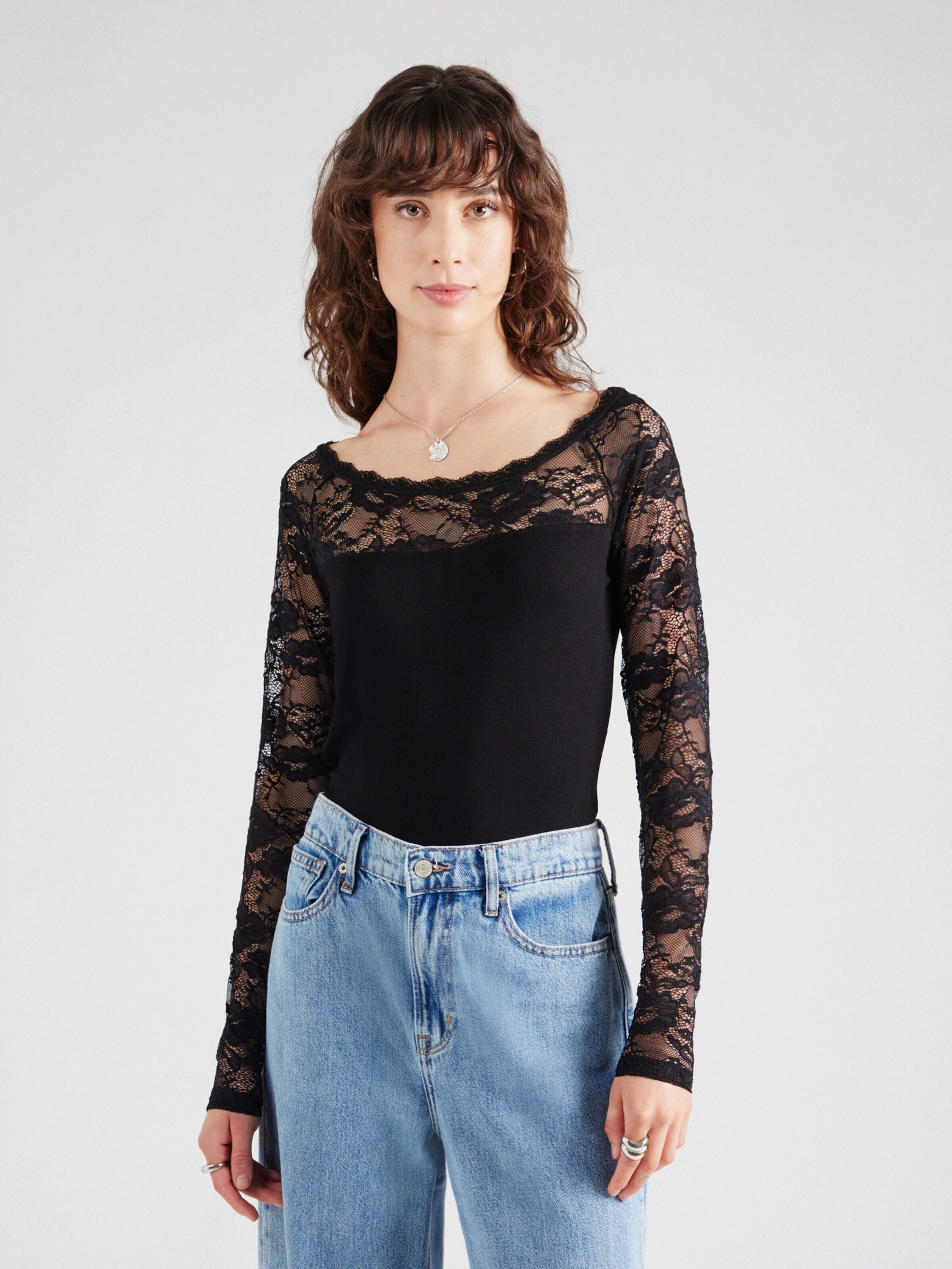 KAFFE Langarmshirt Lacy (1-tlg) Spitze