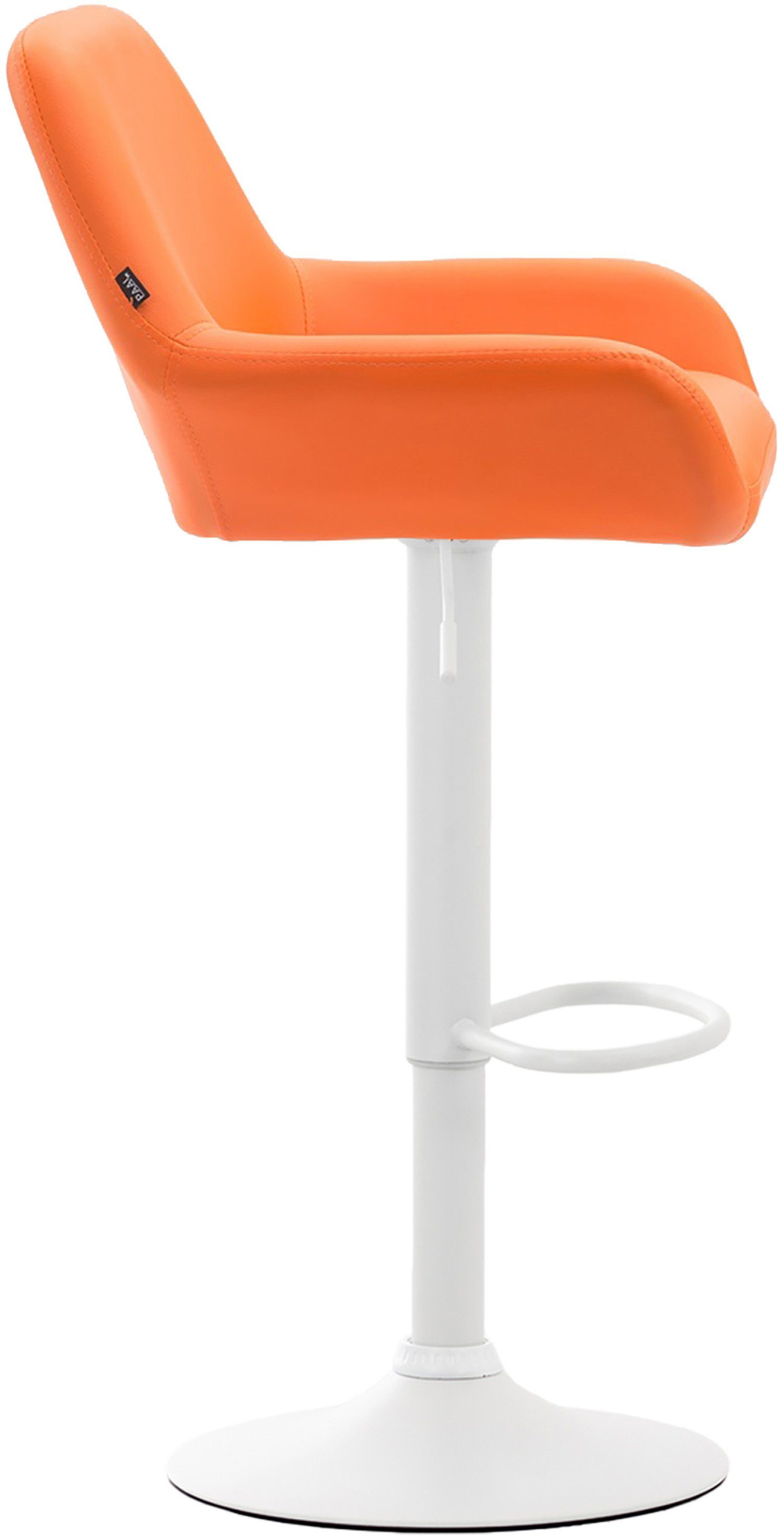 Fußstütze Bragnum 360° Kunstleder für drehbar), Barhocker Metall Sitzfläche: - (Barstuhl und Orange Sitzfläche Küche Hocker mit bequemer weiß - angenehmer Gestell TPFLiving Rückenlehne Theke &
