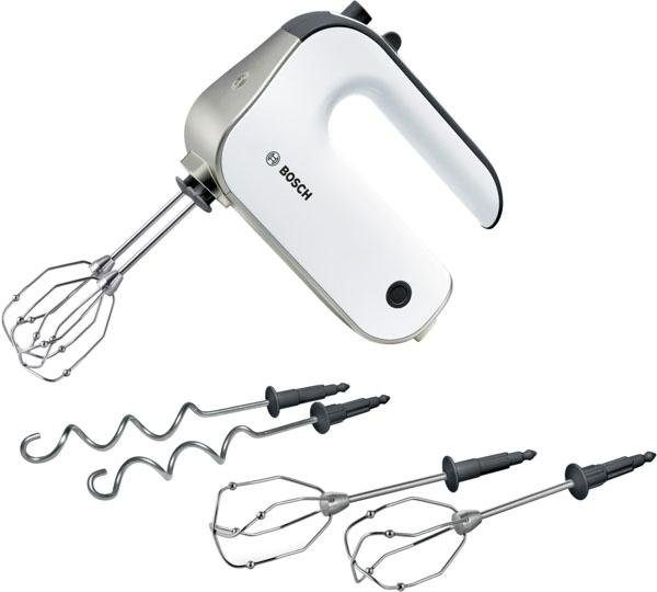 BOSCH Handmixer Styline MFQ4835DE, 2x Rührbesen, Knethaken Edelst., 5 Stufen, weiß, 575 W, Turbotaste, ergon. Soft-Touch-Griff, Made in Europe