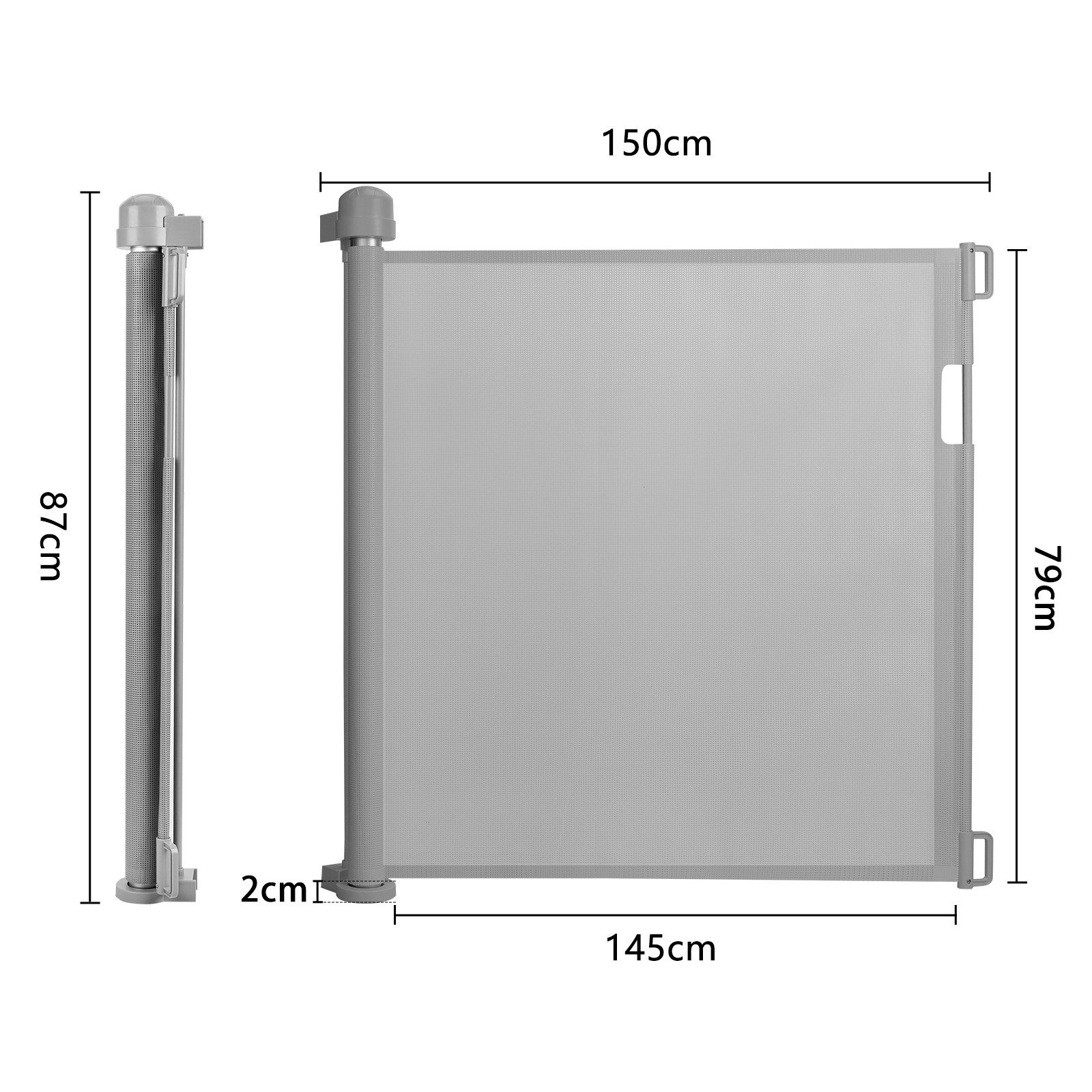 FIVMEN Treppenschutzgitter PVC Türschutzgitter Ausziehbar 0-300 cm, Weiß/Grau/Schwarz für Babys und Haustiere