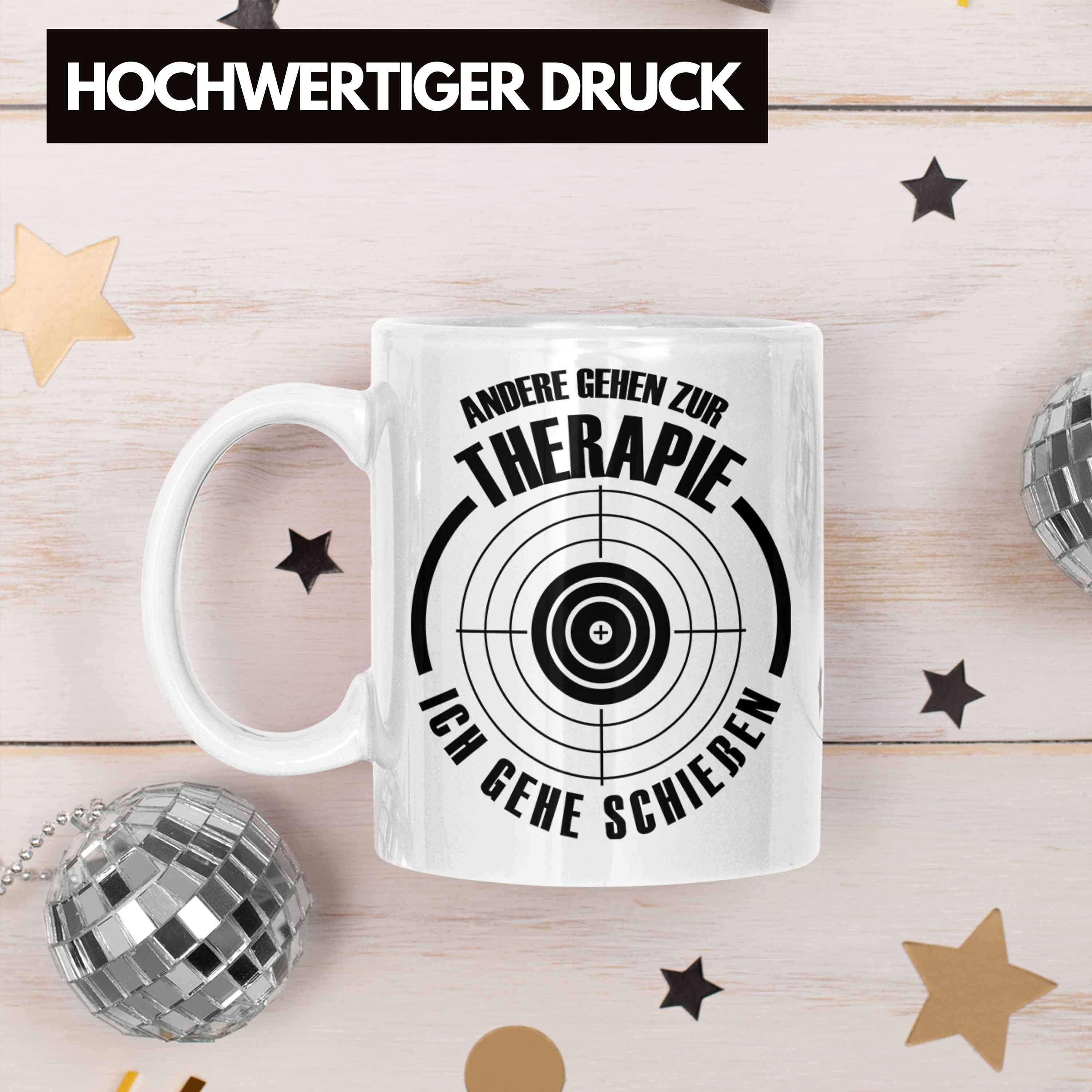 Trendation Tasse Lustige Schießen-Tasse Geschenk Weiss Schützenfest-Fans für und Schießstand