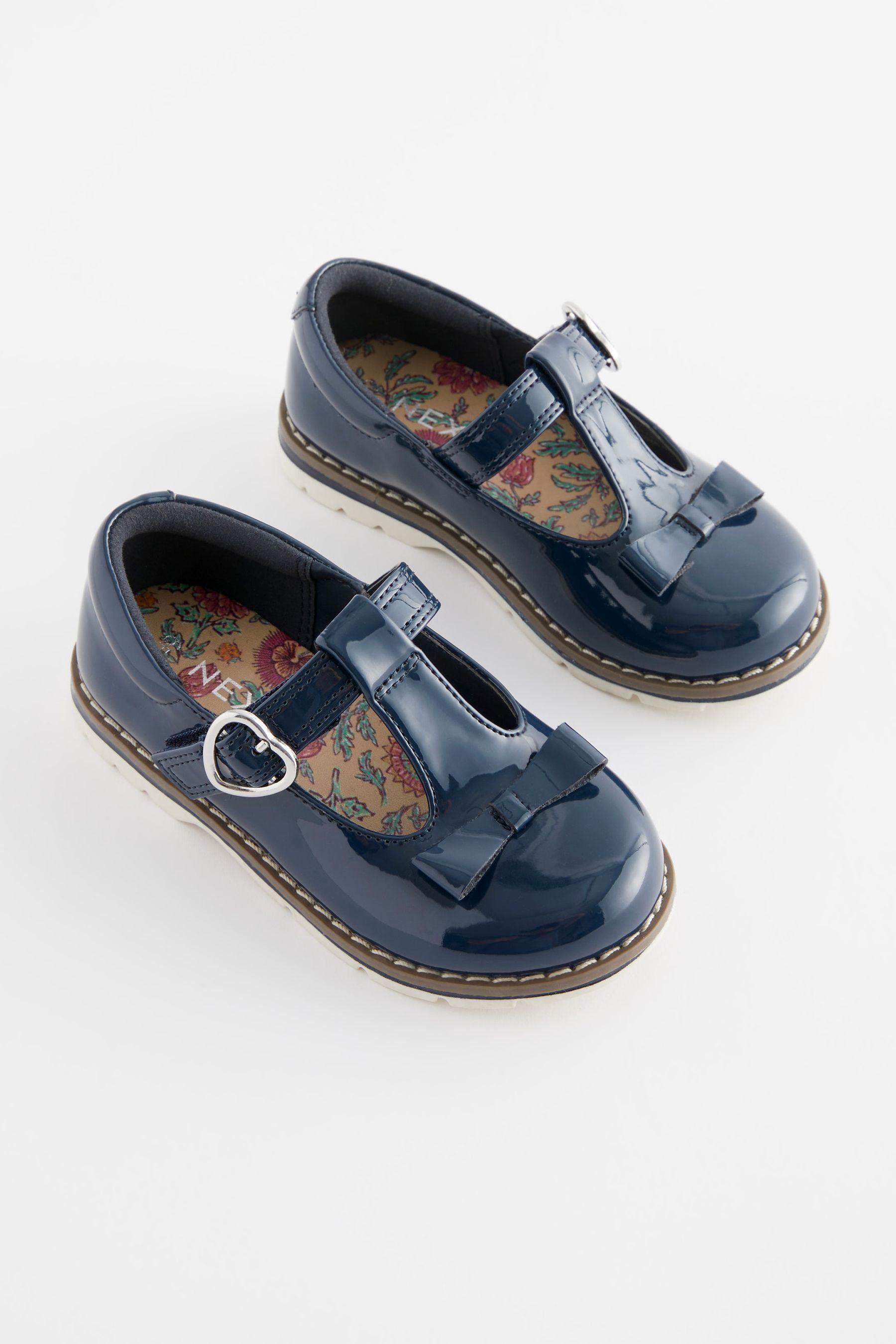 mit Schuhe T-Strap-Sandale (1-tlg) T-Steg Schleife Next und Blue Navy