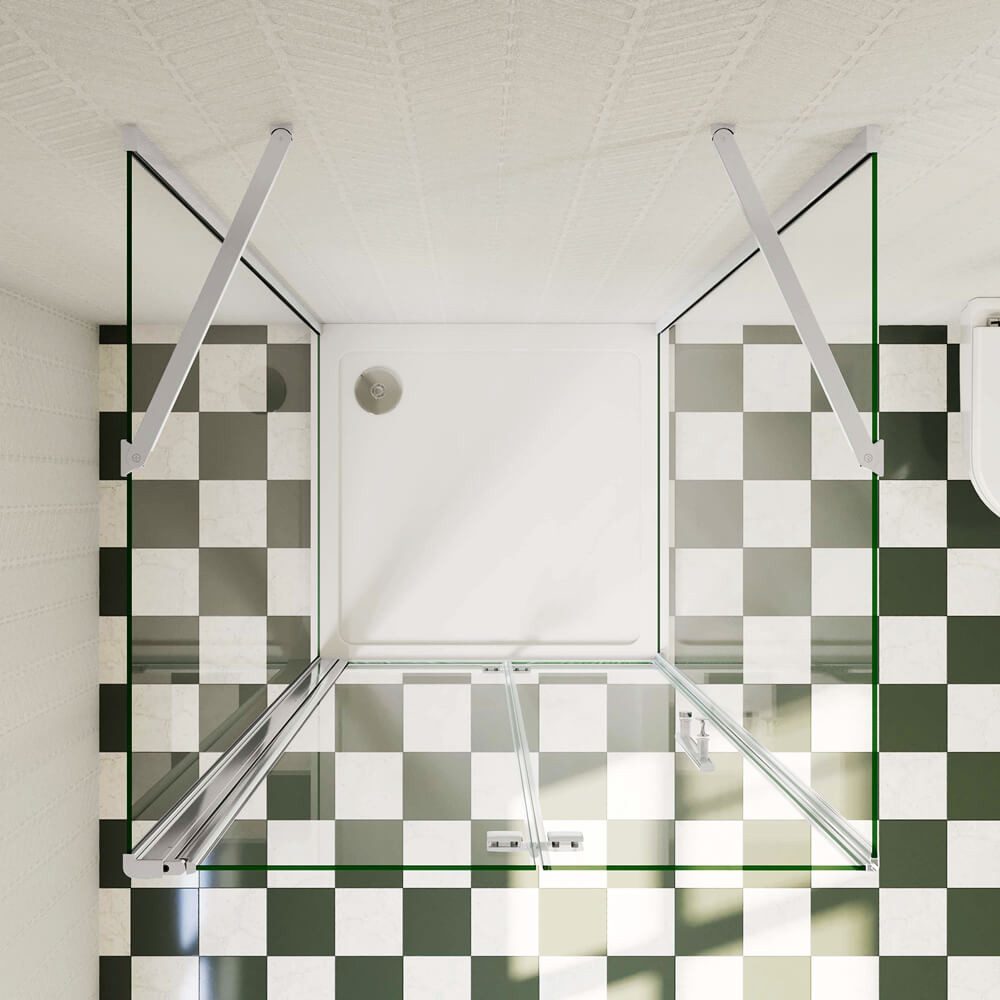 duschspa Komplettdusche U-Form Duschkabine Falttür Duschtür Scharniertür ESG NANO Glas, BxT: 70x70 cm, Einscheibensicherheitsglas, Sicherheitsglas, Set, ebenerd – Bild 4 von 5