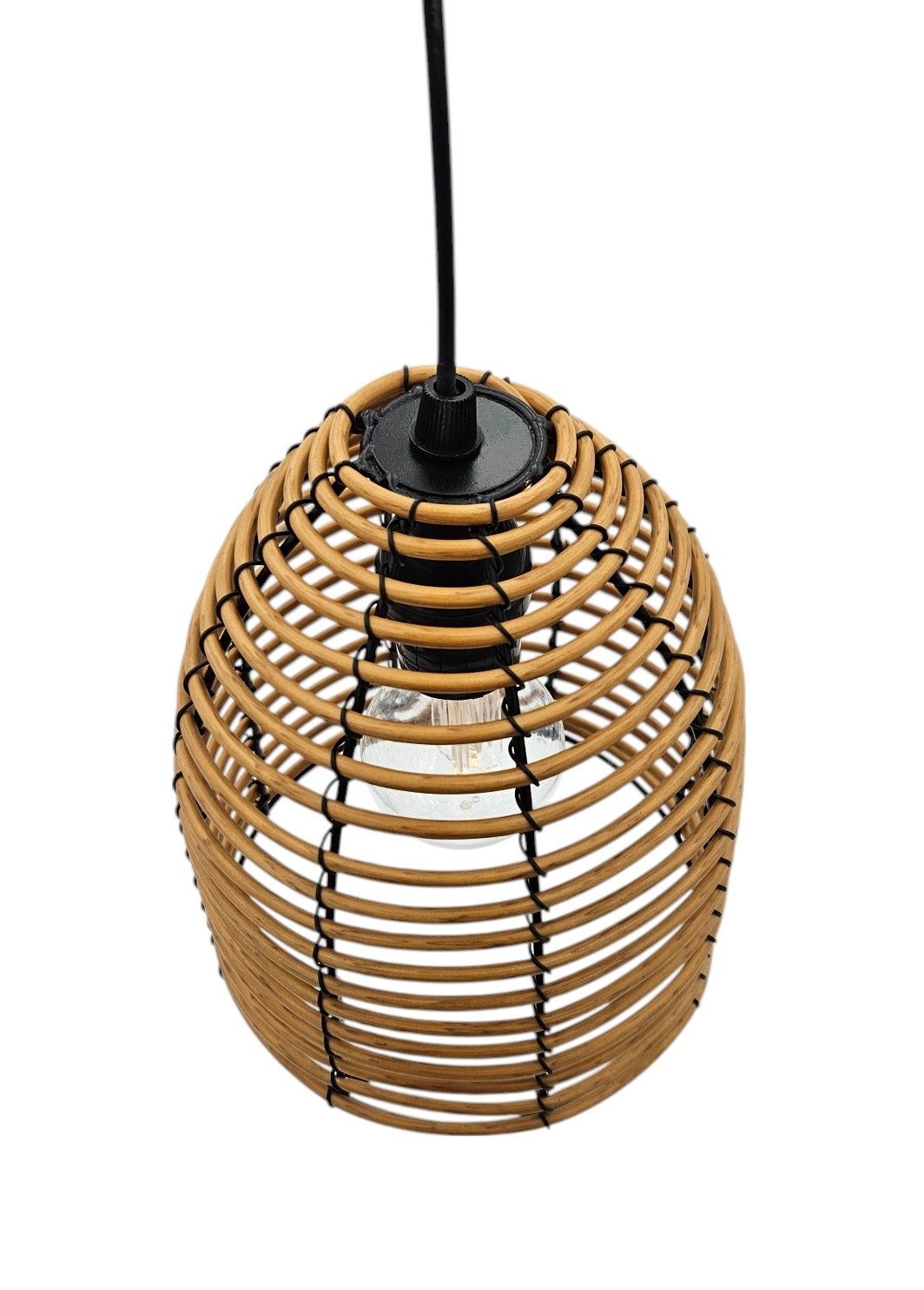 Meinposten Hängeleuchte LED Rattan Optik Außen Innenbereich 18x16 cm Gartenbeleuchtung, LED fest integriert, warmweiß – Bild 4 von 5