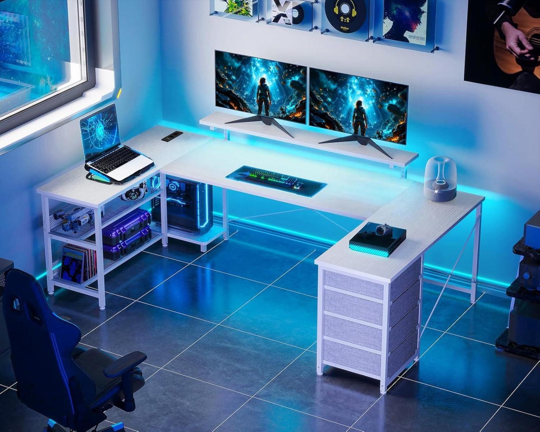LuxusKollektion Eckschreibtisch Eckschreibtisch LED Gaming 4 günstig online kaufen