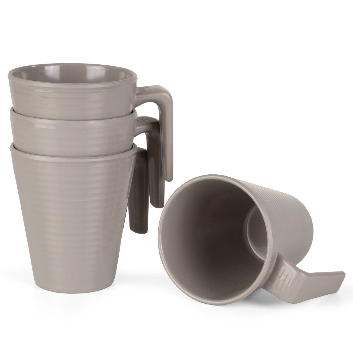 Moritz Geschirr-Set 4er Set Camping Tassen grau, Melamin, Camping Geschirr  Picknick Set Bootsgeschirr, Essservice