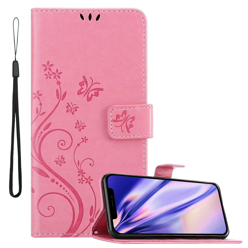 Cadorabo Handyhülle für iPhone 12 MINI Hülle Apple iPhone 12 MINI, Hülle Schutzhülle Blumen Flower mit Standfunktion Kartenfach Magnet