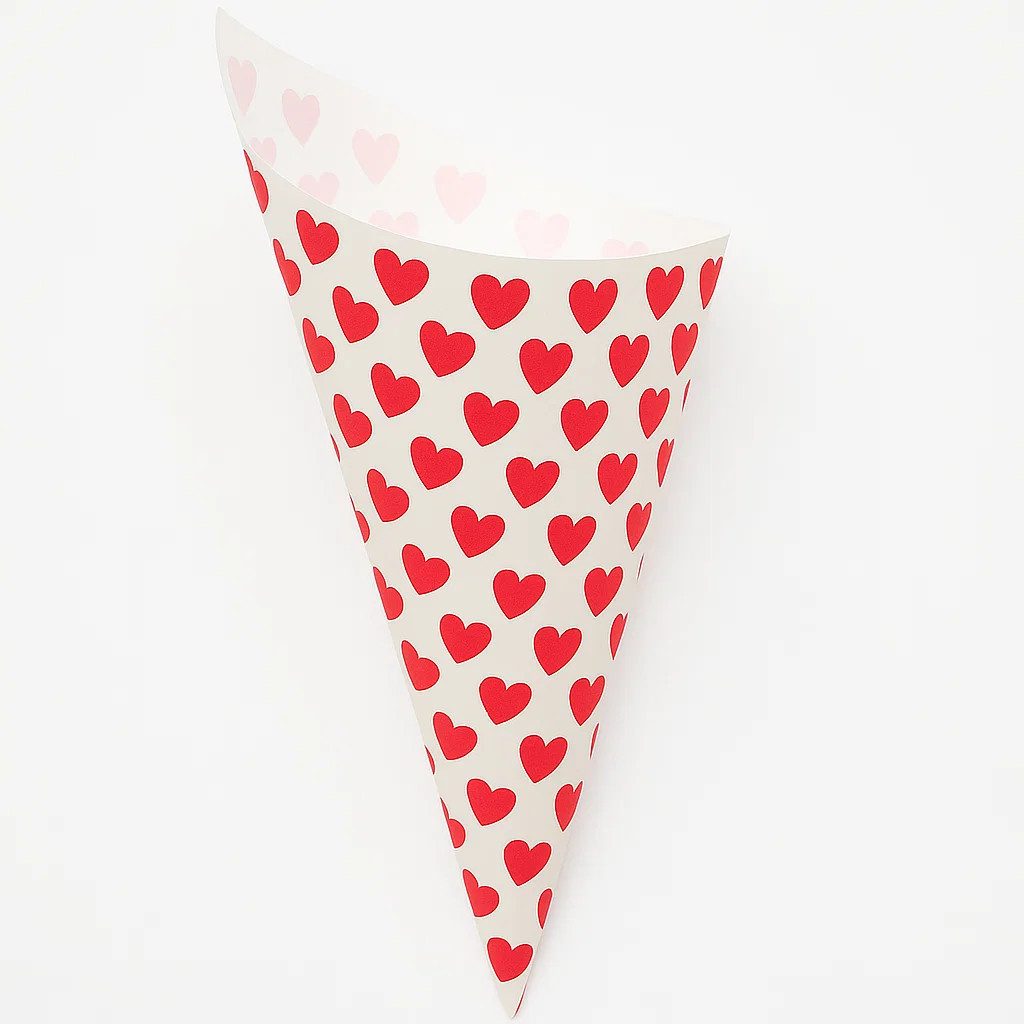 what the shop Papierspitztüten 100 Spitztüten Herzen rot 125Gramm oder 250Gramm