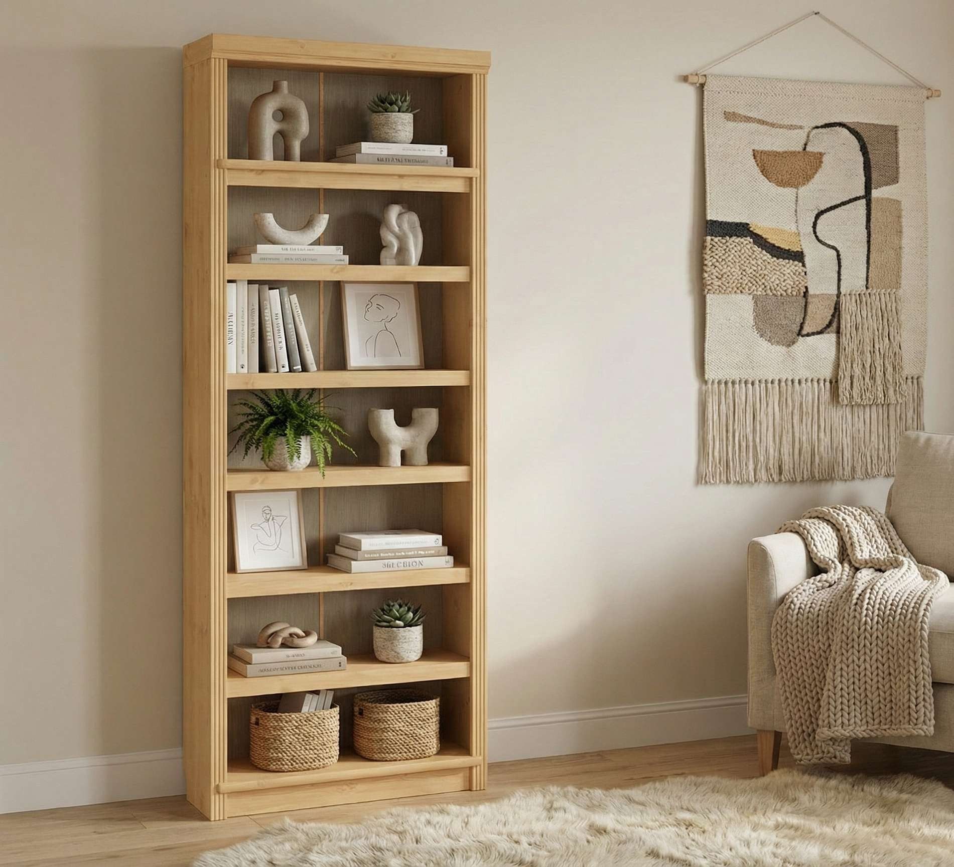 OTTO home Bücherregal Soeren Regal B/T/H: 80/29/220 cm, 7 offene Fächer, massive Kiefer, FSC®-zertifiziert