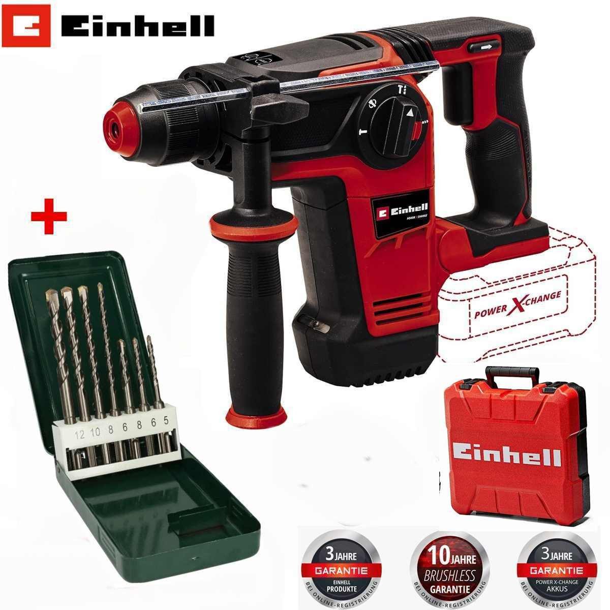 Einhell Akku-Bohrhammer Akku Bohrhammer TP-HD 18/26 Li BL Solo +Koffer, Gratis 7tlg. Bohrerset