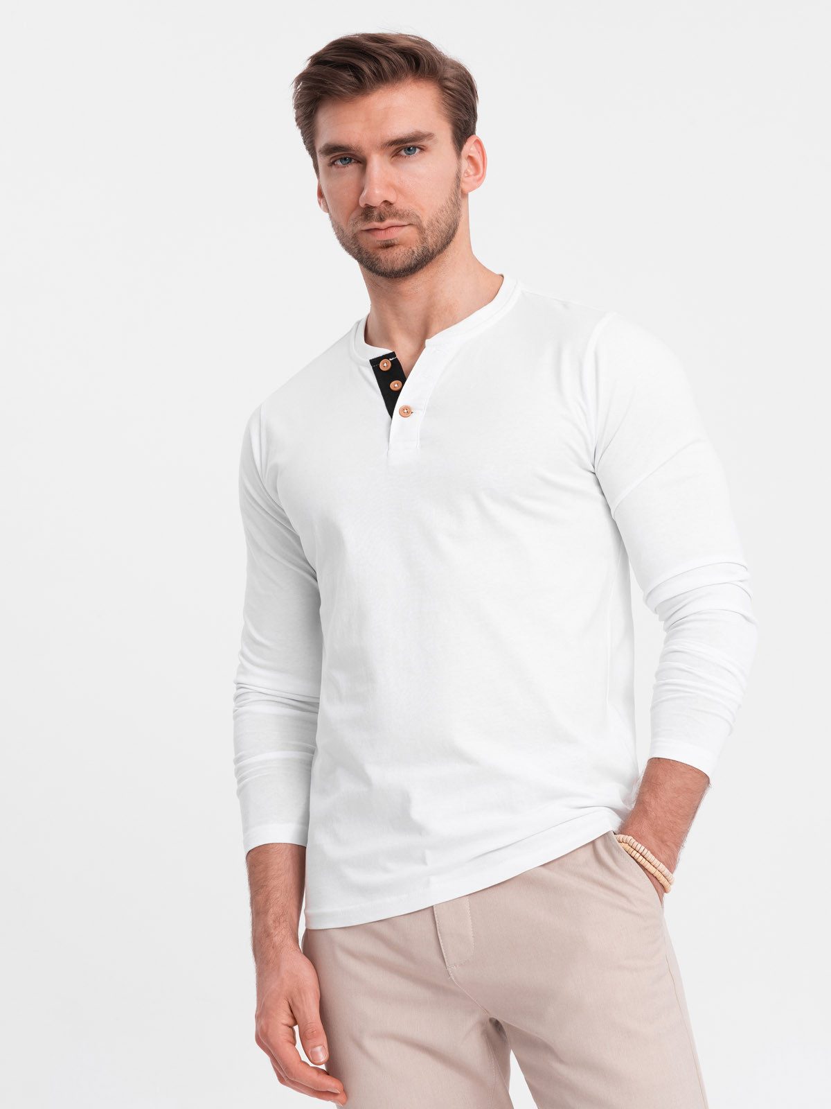 OMBRE Longsleeve Herren Longsleeve mit Knöpfen günstig online kaufen