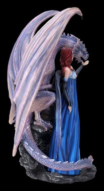 Figuren Shop GmbH Fantasy-Figur Elfenfigur - Magische Tara mit großem Drachen - Dekoration Fee Fantasy-Figur