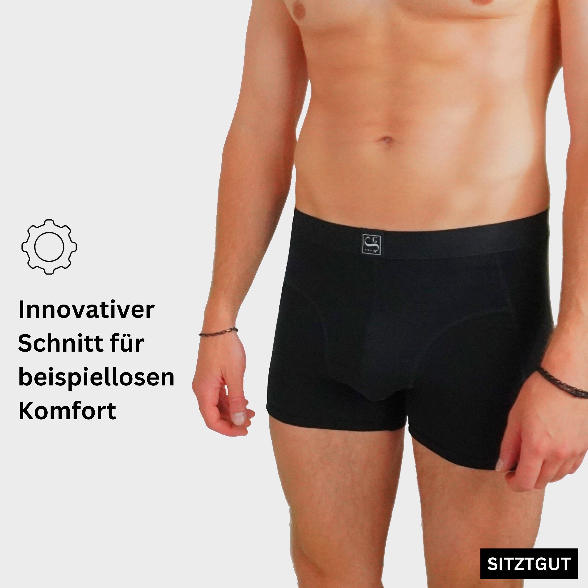 Sitztgut Boxershorts aus Baumwolle – Super Weich, Kratzfrei, Trocknergeeignet, Top Passform (Set, 3-St) Super Sitz dank 7-teiliger Schnitt statt 3-teilig, gekäm – Bild 5 von 5