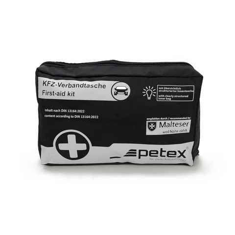 Petex KFZ-Verbandtasche Auto Erste Hilfe Set, (Inhalt nach DIN 13164:2022, inkl. Verbandmaterial), Verbandskasten mit 42 Teilen