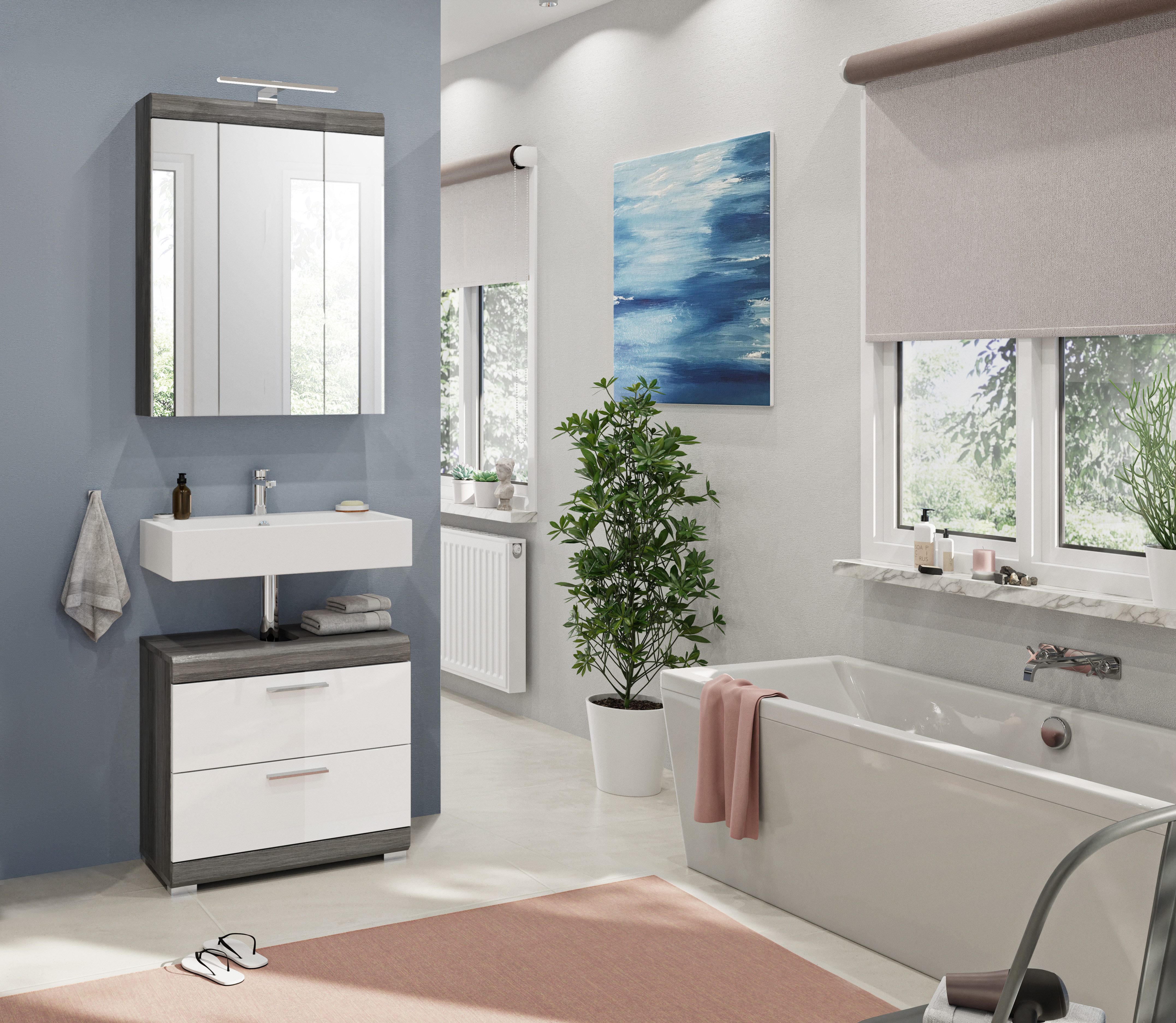 INOSIGN Badmöbel-Set Siena, 2 teilig, inklusive LED Beleuchtung, bestehend günstig online kaufen