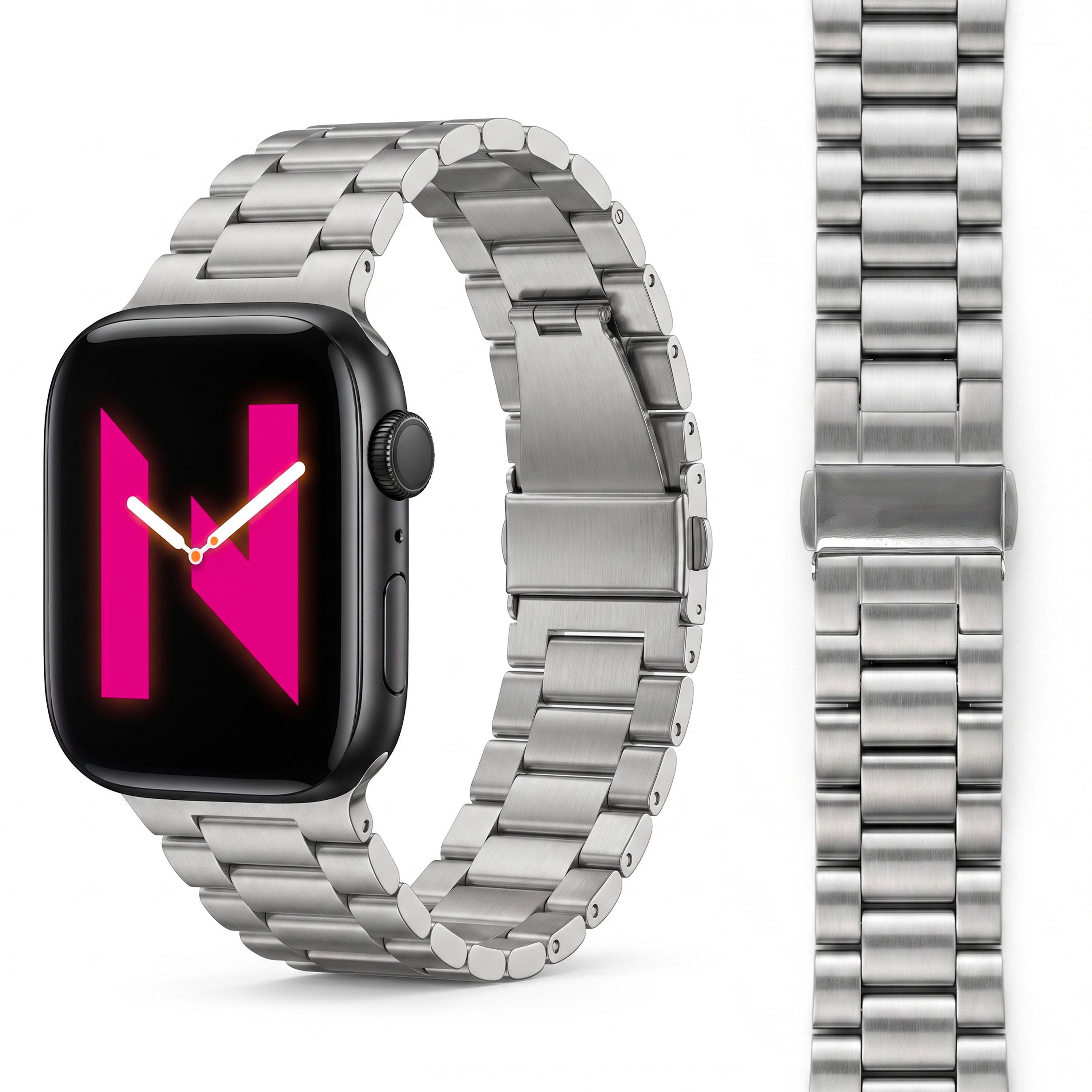 Nalia Smartwatch-Armband Apple Watch 38mm/40/41/42(Serie 10/11), Edelstahl Ersatzband / für Business & Freizeit / Rostfrei & Kratzfest