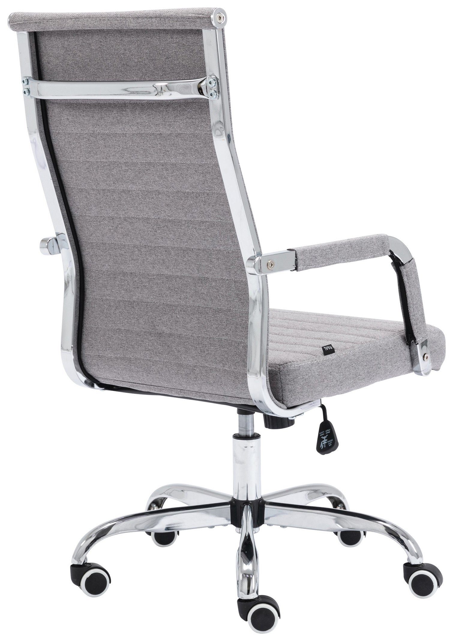 bequemer Chefsessel, 360° (Schreibtischstuhl, Bürostuhl TPFLiving Rückenlehne Bürostuhl Metall und mit höhenverstellbar Sitzfläche: Gestell: Stoff Drehstuhl, grau XXL), drehbar - - chrom Amadeus