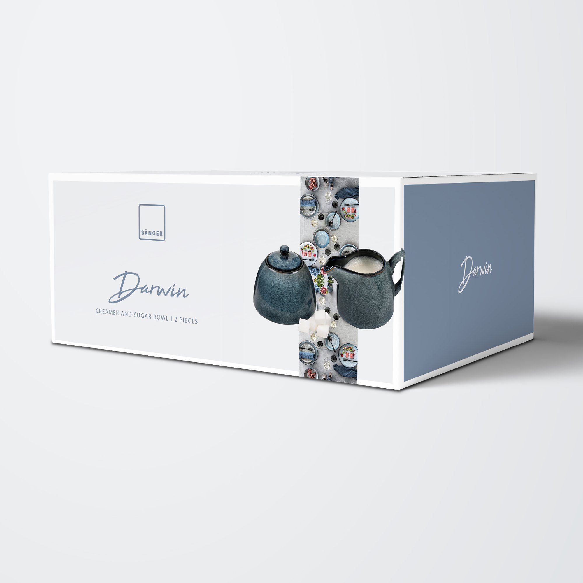 SÄNGER Milch- und Zuckerset Darwin (2-tlg), Steingut, Handmade, Blau, Premium Collection – Bild 5 von 5