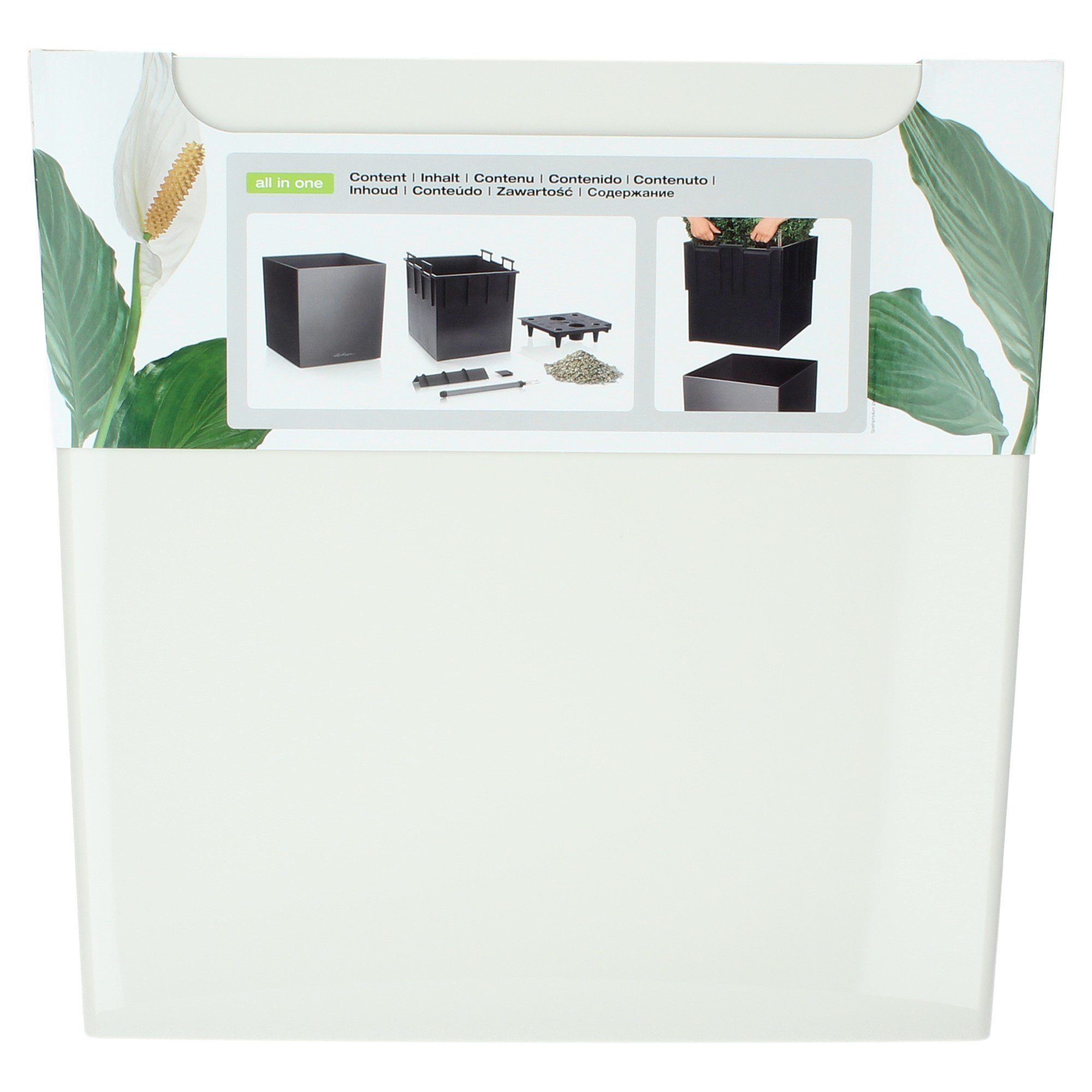 Lechuza® Pflanzkübel Cube 50 mit weiß St) (1 Wasserspeicher hochglanz 