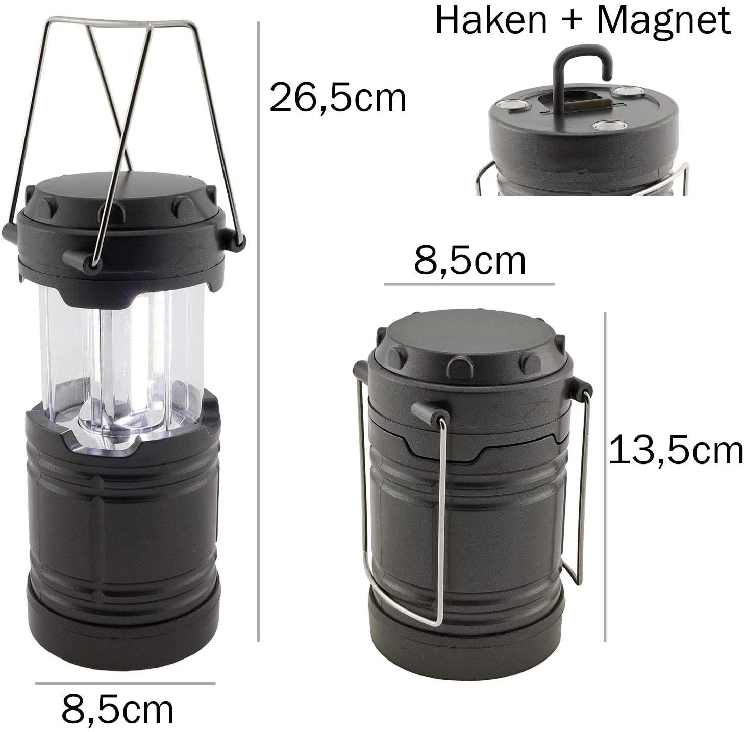 ChiliTec Gartenleuchte ChiliTec LED Camping Laterne Batteriebetrieb 3x AA Mignon 185x85mm