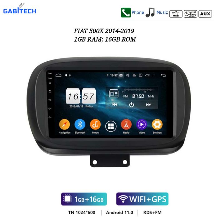 GABITECH 9 zoll Android 11 Autoradio GPS Navi für FIAT 500X 2014-2019 Autoradio