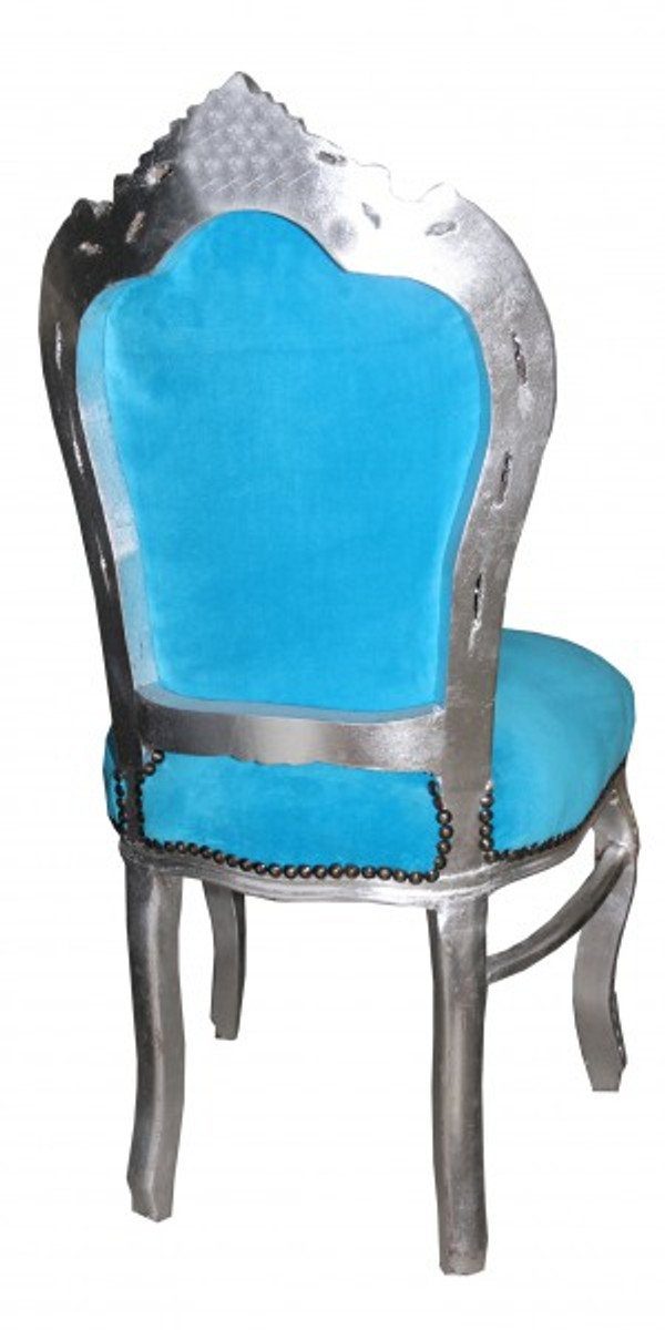 Stuhl Esszimmer ohne Esszimmerstuhl - Barock Casa Antik Türqis/Silber Stil Armlehne Padrino