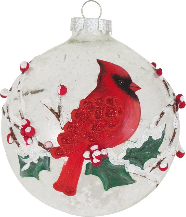 Krebs Glas Lauscha mit Weihnachtsdeko, Glas St), (1 3D-Kardinal Christbaumschmuck, gefüllt Weihnachtsbaumkugel CBK50318, Christbaumkugeln Schnee und