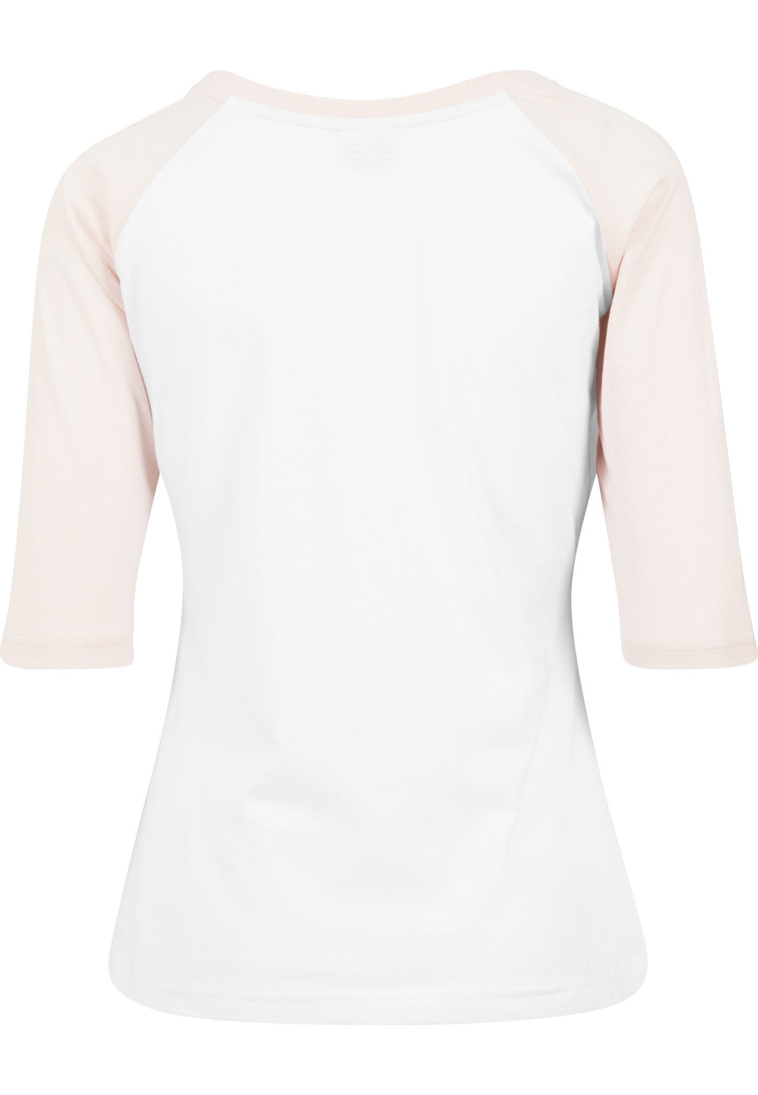 URBAN CLASSICS Kurzarmshirt Damen 3/4 Raglan white/pink Tee Ladies (1-tlg) Contrast