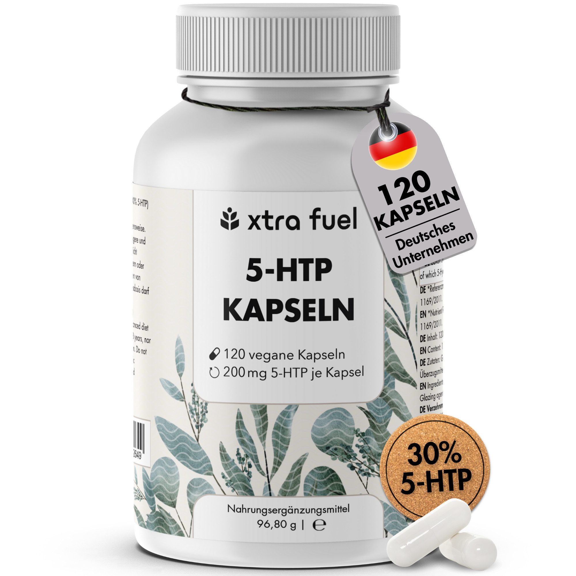 XTRA FUEL 5-HTP 200mg - 30% Extrakt aus Griffonia Simplicifolia Kapsel, 96.8 g