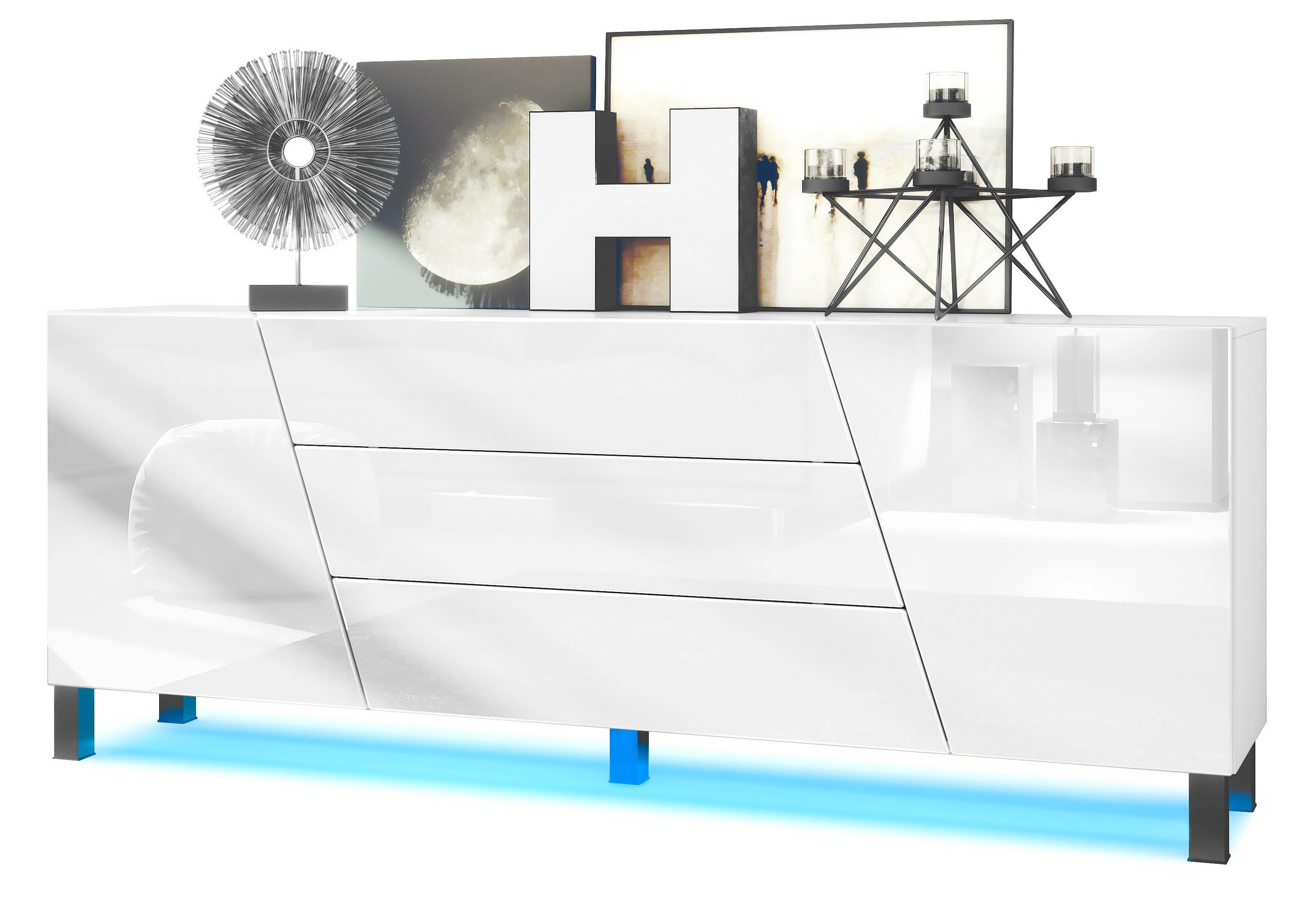 Vladon Sideboard Houston (Kommode, mit 2 Türen und 3 Schubladen inkl. LED-B günstig online kaufen