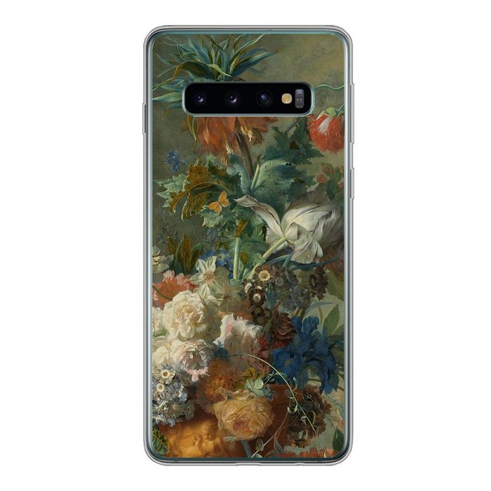 MuchoWow Handyhülle Stilleben mit Blumen - Gemälde von Jan van Huysum Phone Case Handyhülle Samsung Galaxy S10 Silikon Schutzhülle