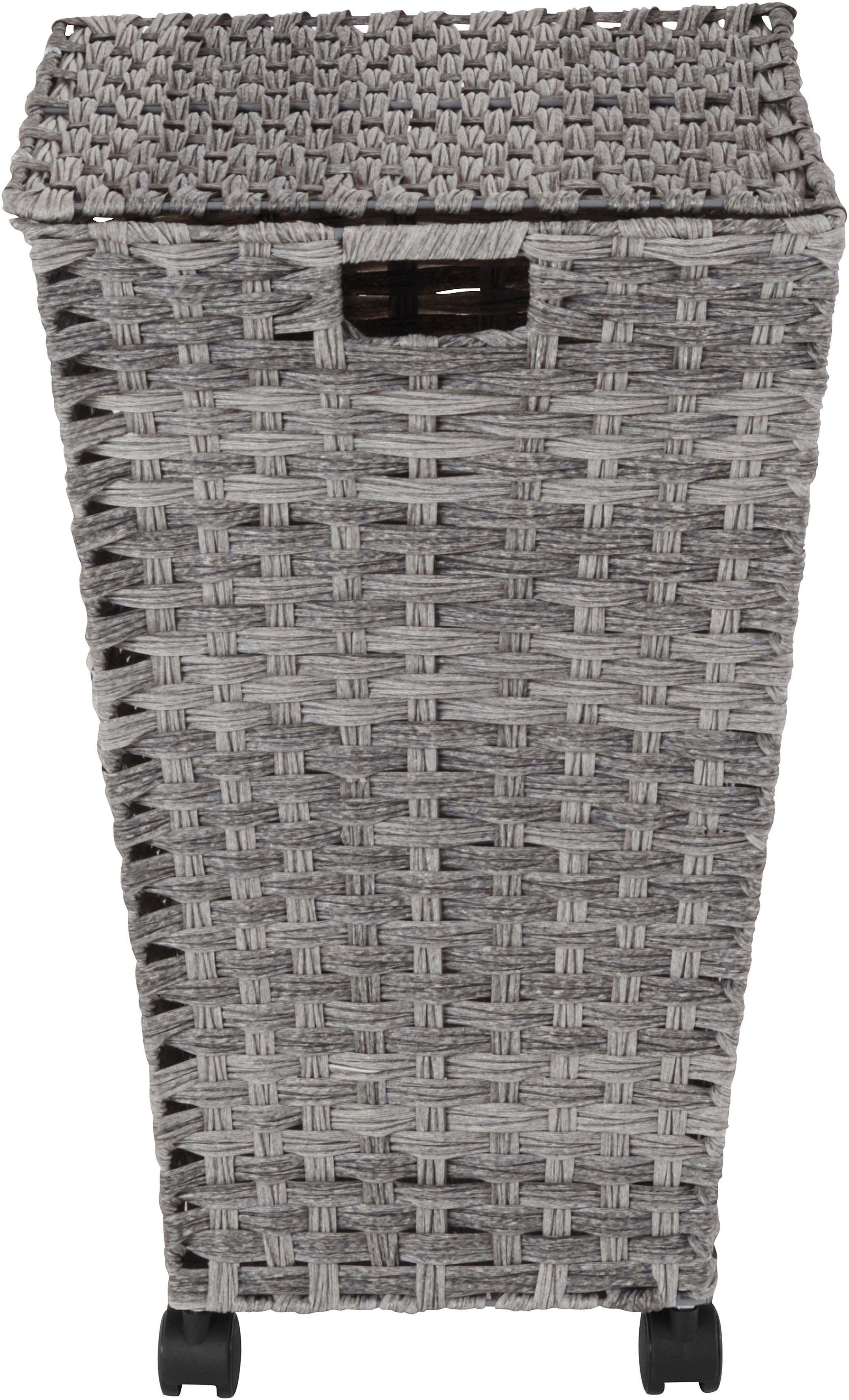 Polyrattan, Wäschekorb, mit Rollen grau locker