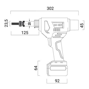 GOEBEL GmbH Elektrowerkzeug-Set 2277050010, Akku Spreiz Blindnietmuttern Setzwerkzeug Setzgerät GO-SN1, Arbeitsbereich M5 / M6 / M8 / M10 Nietmutterngerät, Blindnietmuttergerät bürstemlosem Motor18V inkl.2 Akku Koffer Zubehör