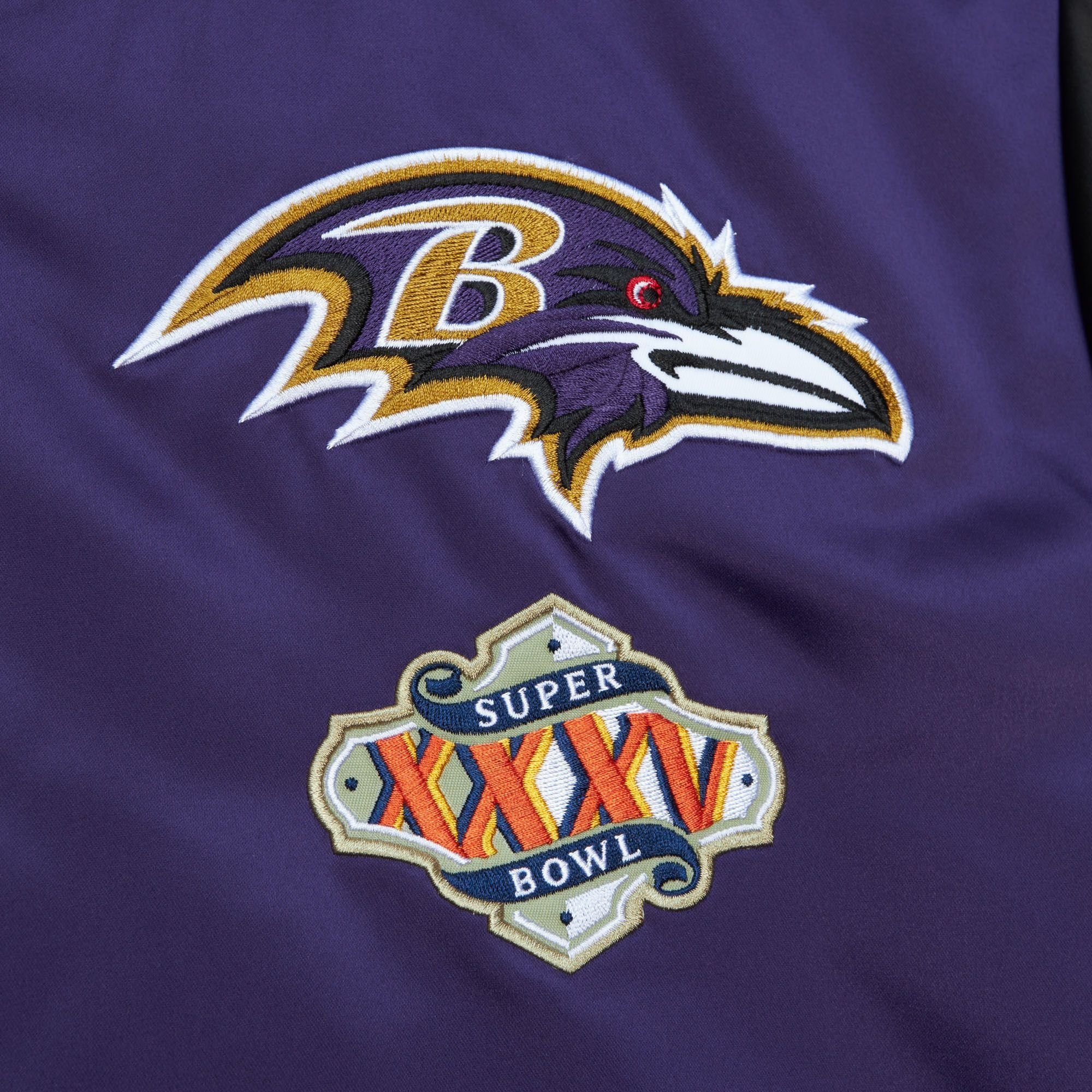 Satin Baltimore Ravens Mitchell Heavyweight & NFL Ness Collegejacke