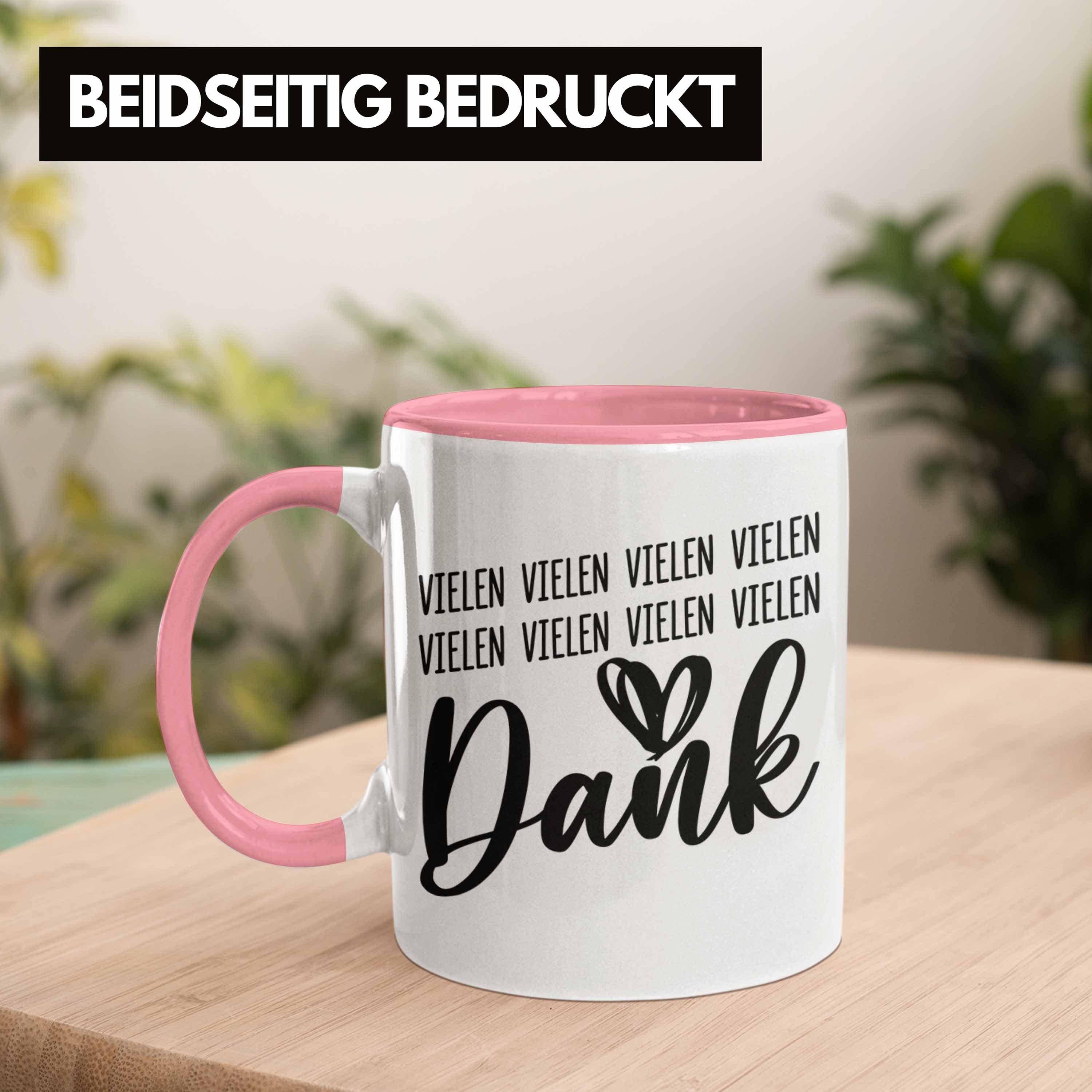 Trendation Tasse Trendation Danke Dankbar Sagen Geschenke Dankeschön Kaffeetasse Geschenkidee - Dankbarkeit Rosa Danke Tasse