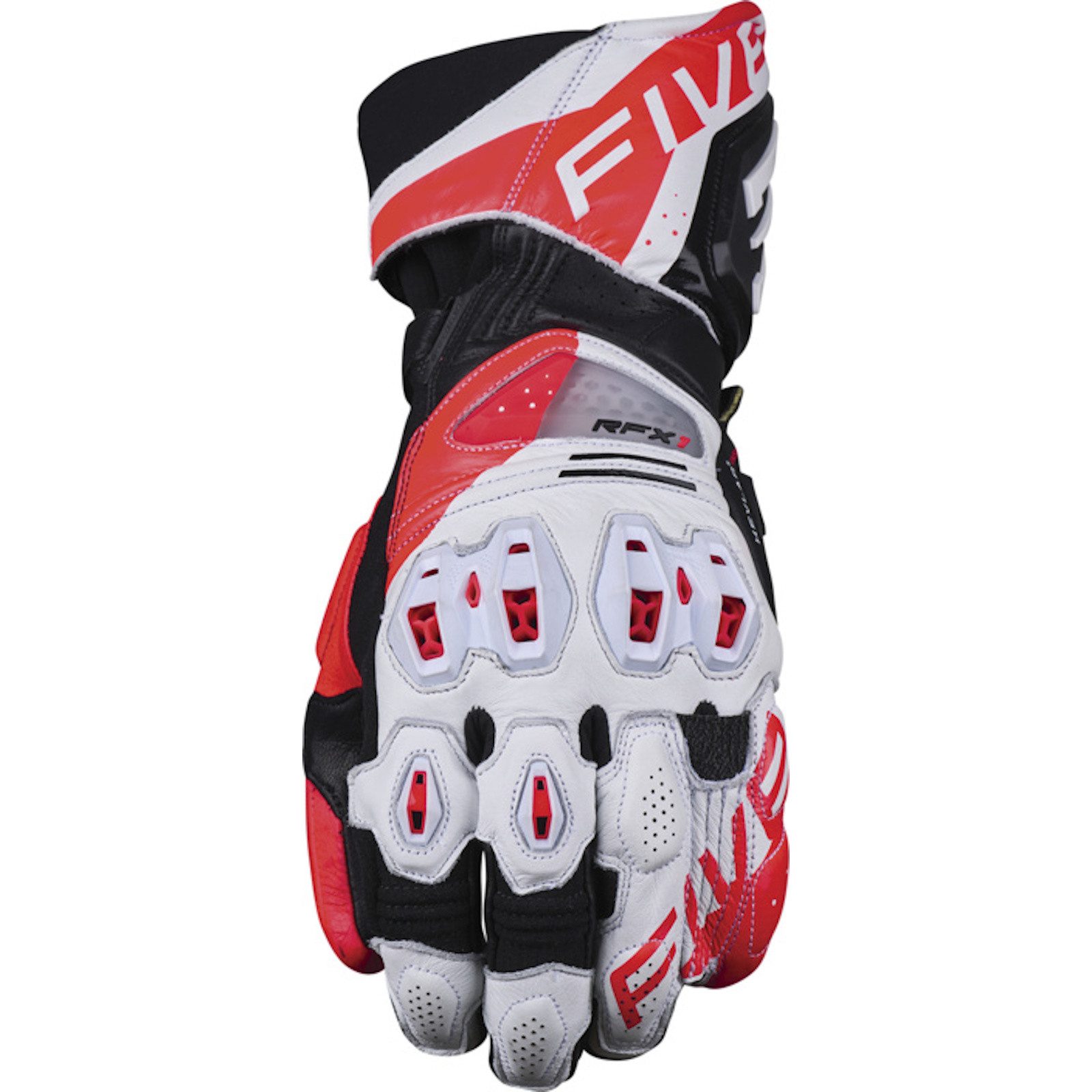 Five Gloves Motorradhandschuhe Five RFX1 Evo Motorradhandschuhe Weiss / Fluo-Rot L mit Verstärkungen