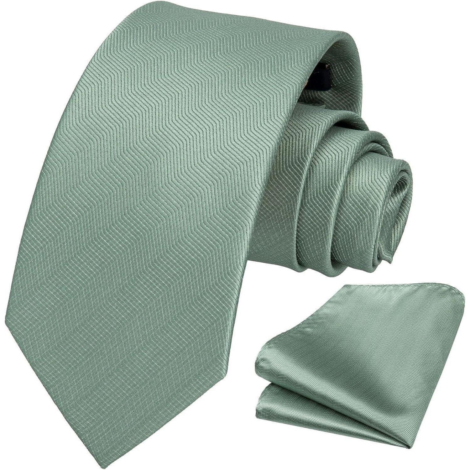 LuxusKollektion Krawatte Krawatte Herren Hochzeit Einstecktuch Set Einheitsgröße Salbeigrün