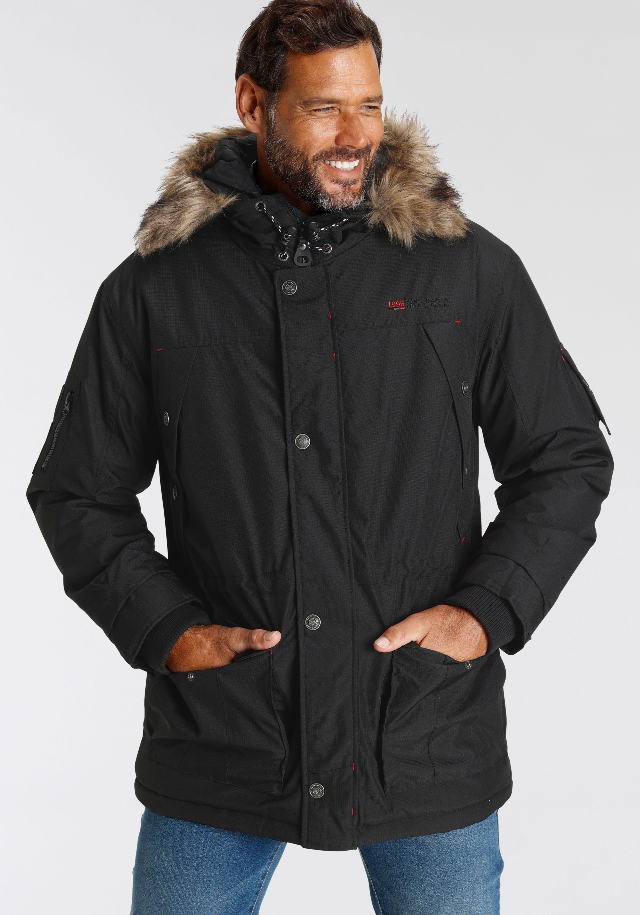 Parka abnehmbaren nachhaltigem Besatz mit schwarz( World Man's Jacke aus Material)