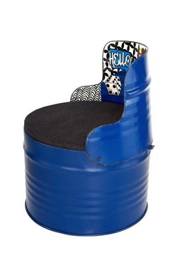 GILDE Hocker GILDE Stuhl Barrel - blau-mehrfarbig - H. 72cm x B. 60cm