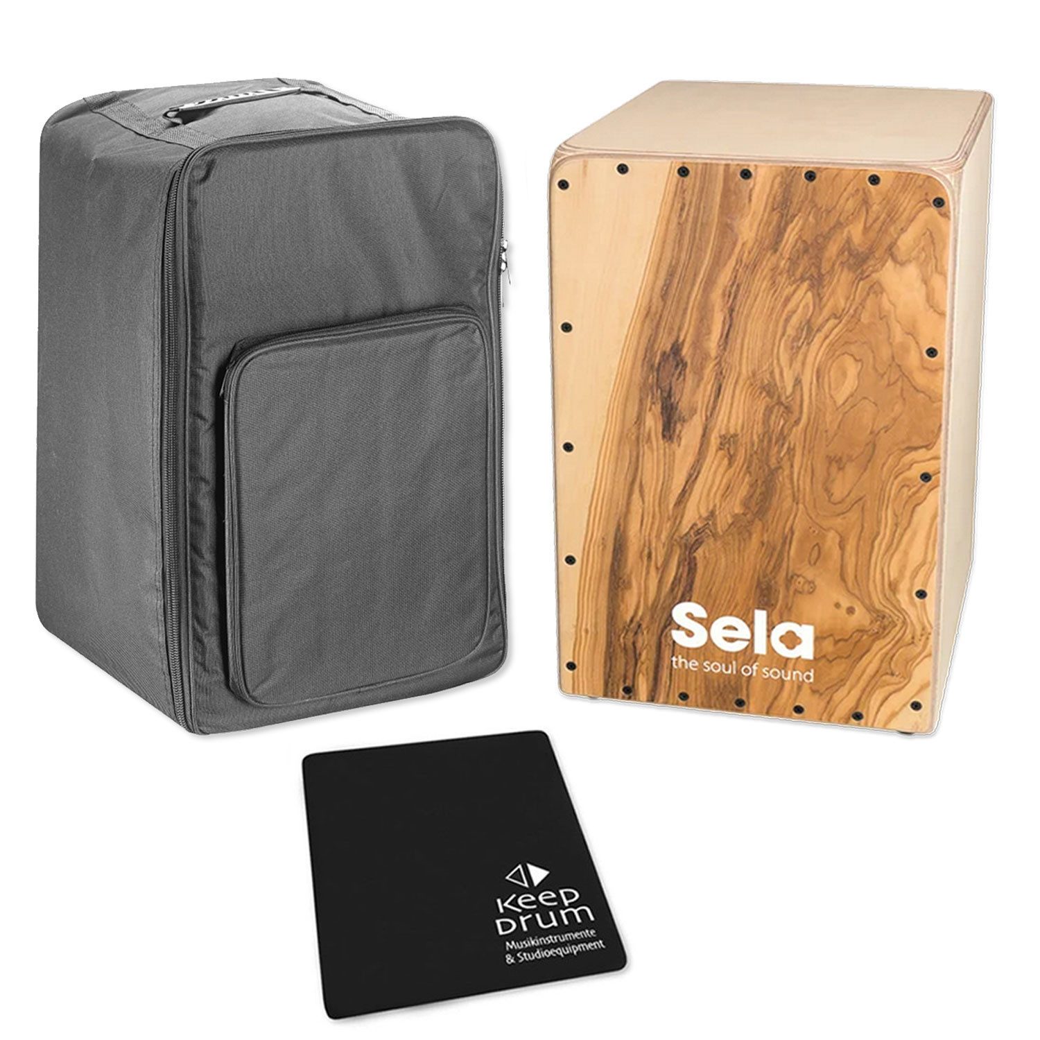 Sela Cajon Sela Cajon SE-MC1 Maestro Olea mit Tasche und Sitzpad,Cajon, 1-St., Cajon, Vorteils-Set mit Tasche und Sitzpad