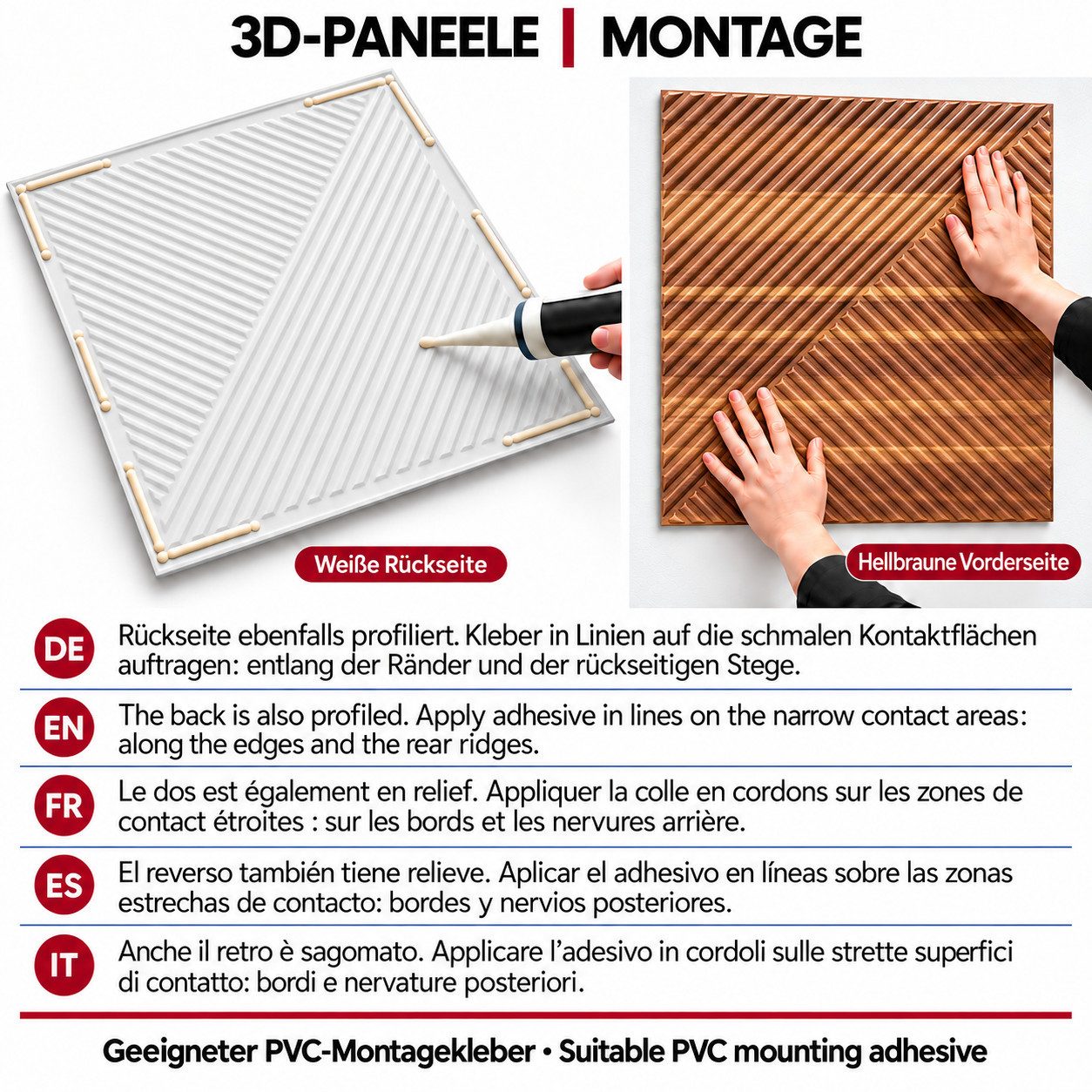 IKHEMalarka 3D Wandpaneel 3D Paneele PVC Kunststoffpaneele, BxL: 50,00x50,00 cm, 0,25 qm, (1 Stück, 3D Wandpaneele Deckenpaneele) hochwertige & harte PVC 3D Pla – Bild 3 von 5