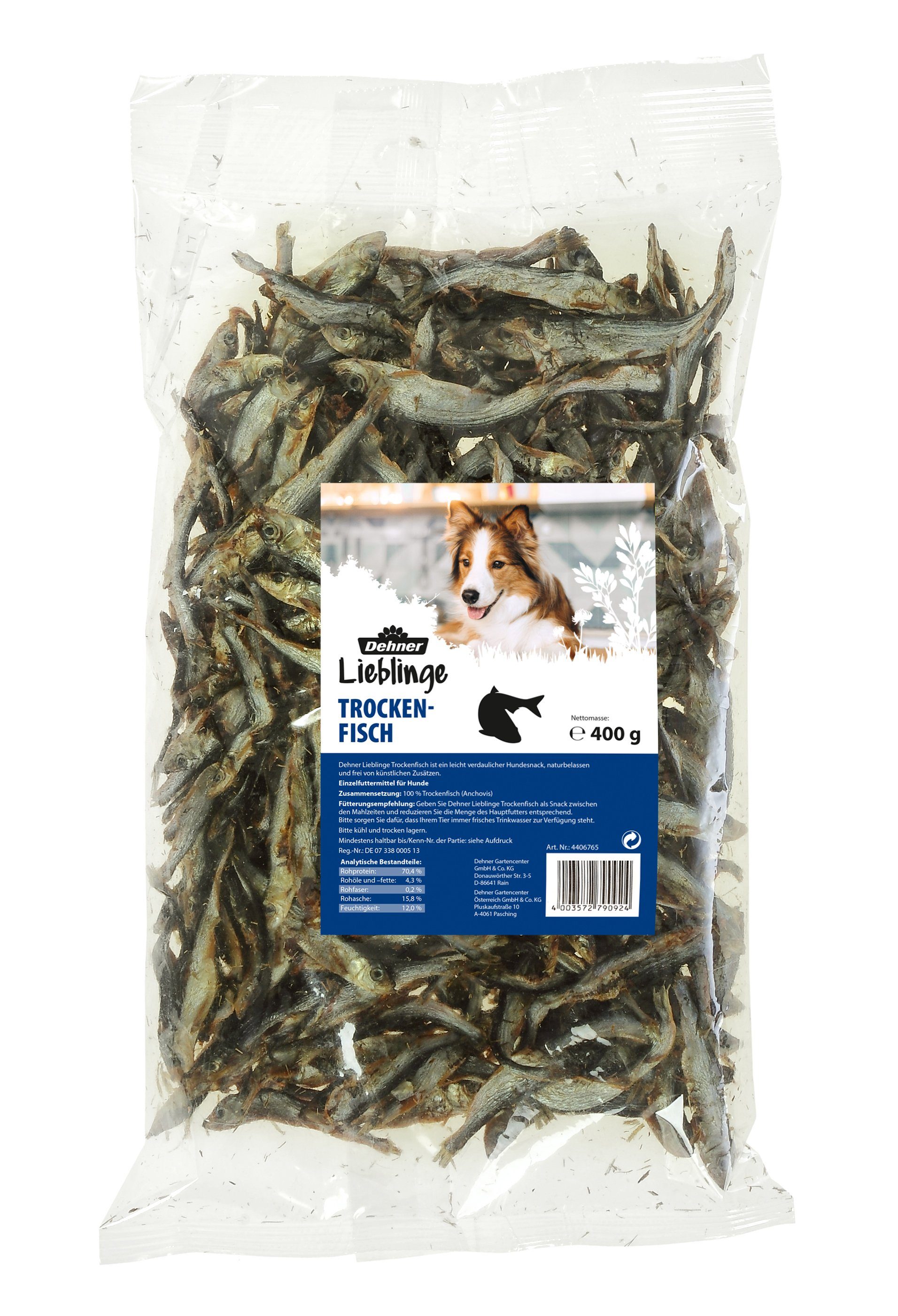 Dehner Hundesnack, 400 g Fisch, 400g, Kausnack aus Trockenfisch