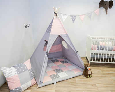 ULLENBOOM ® Spielzelt »Tipi-Zelt für Kinder Rosa Grau, Indoor & Outdoor geeignet« Spielzelt für das Kinderzimmer, In vielen Designs