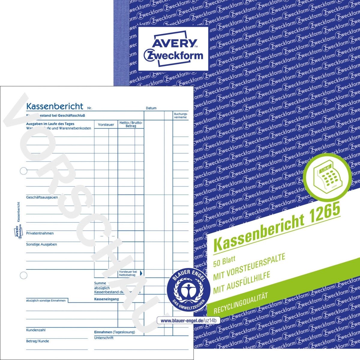 Formularblock Kassenbericht A5 RC 50 Originale Packung mit 10 Stück