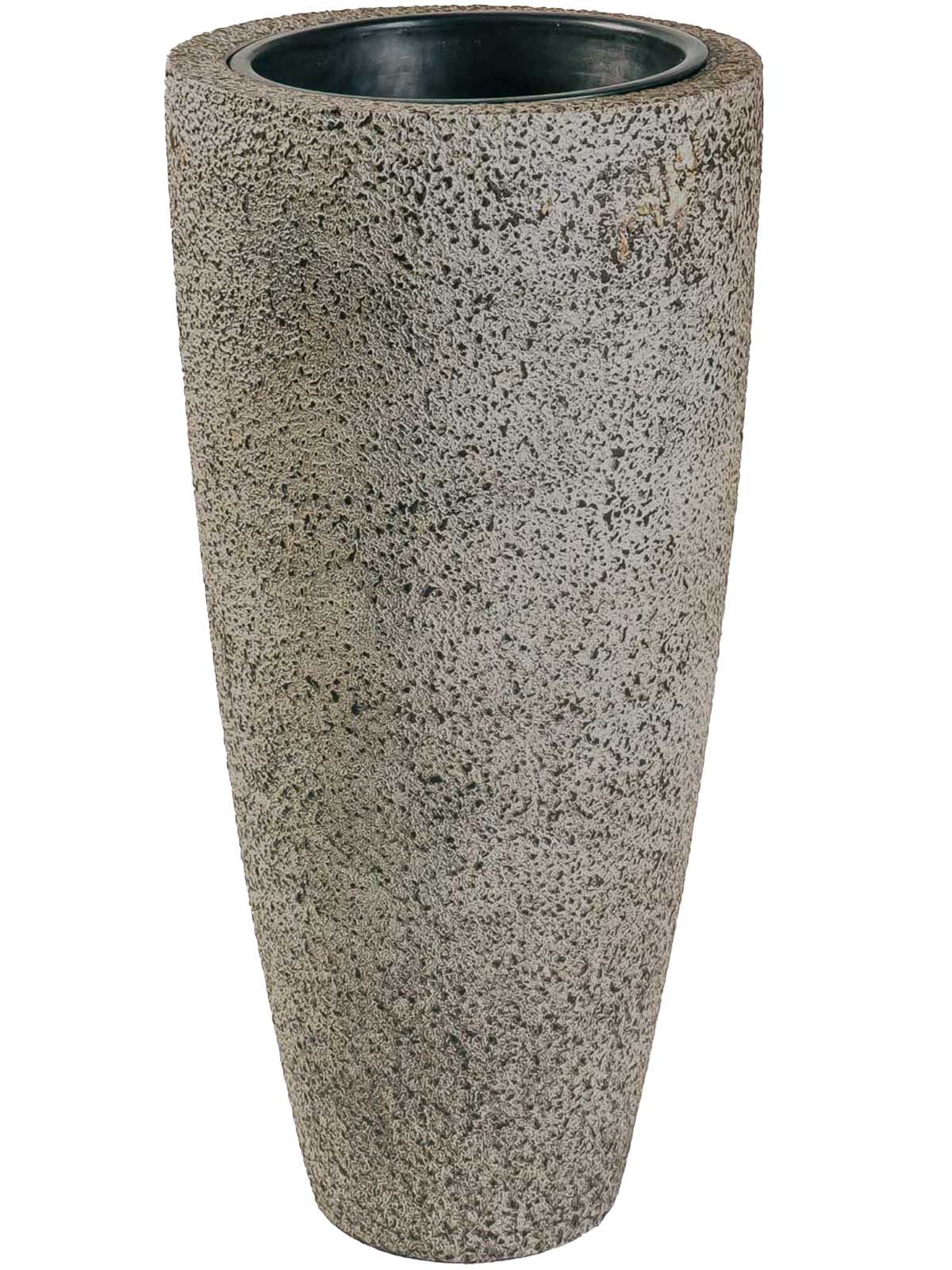 VIVANNO Pflanzkübel Fiberglas CITY Rund - Beige Steinoptik (1 St), 37x80 cm