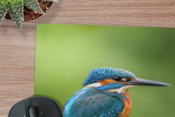 MuchoWow Mauspad Eisvogel - Zweig - Moos - Vogel - Grün (1-St), Gaming, Mousepad, Büro, 20x20 cm, Mausunterlage