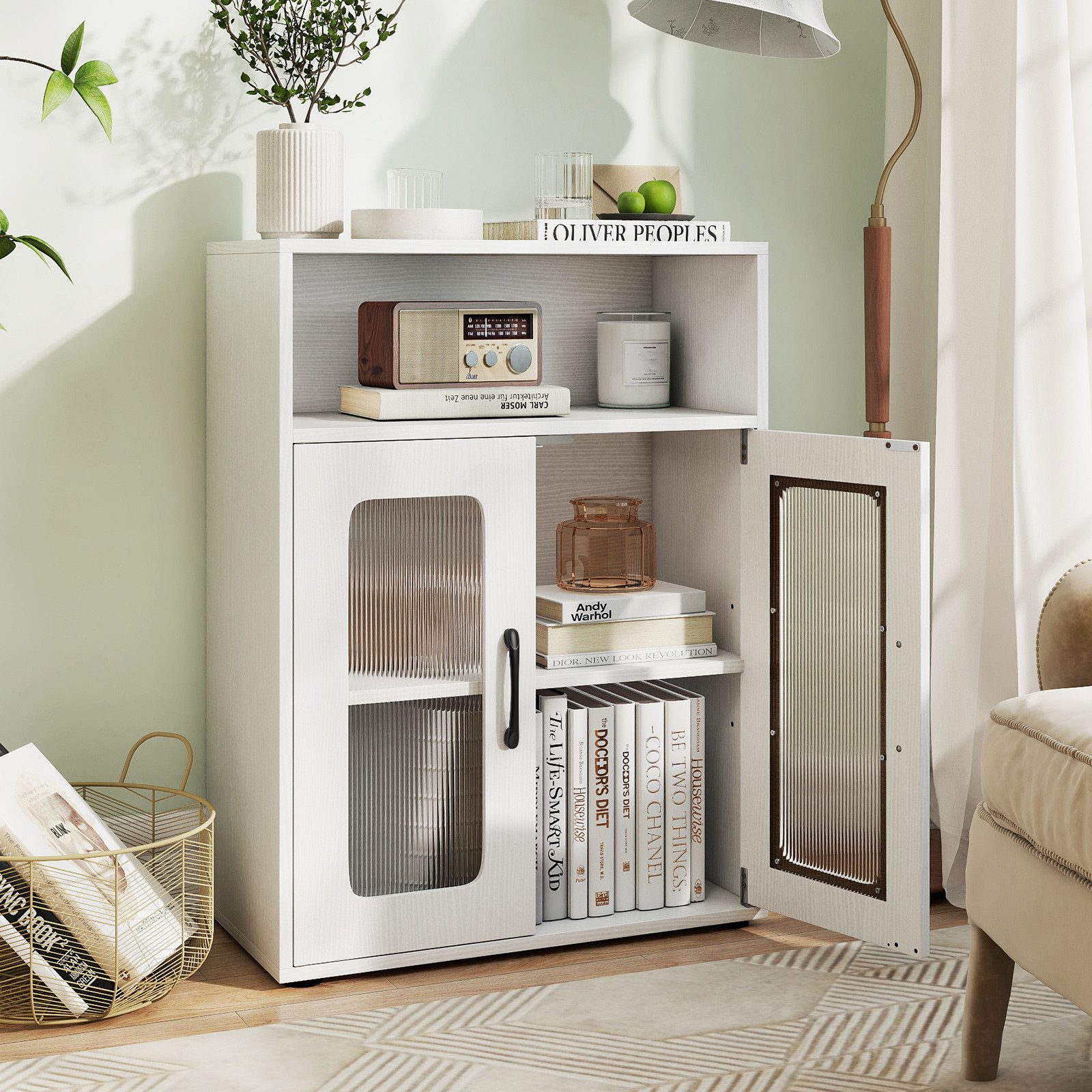COSTWAY Badkommode, Badezimmerschrank mit Stauraum, Sideboard 60x30x83cm